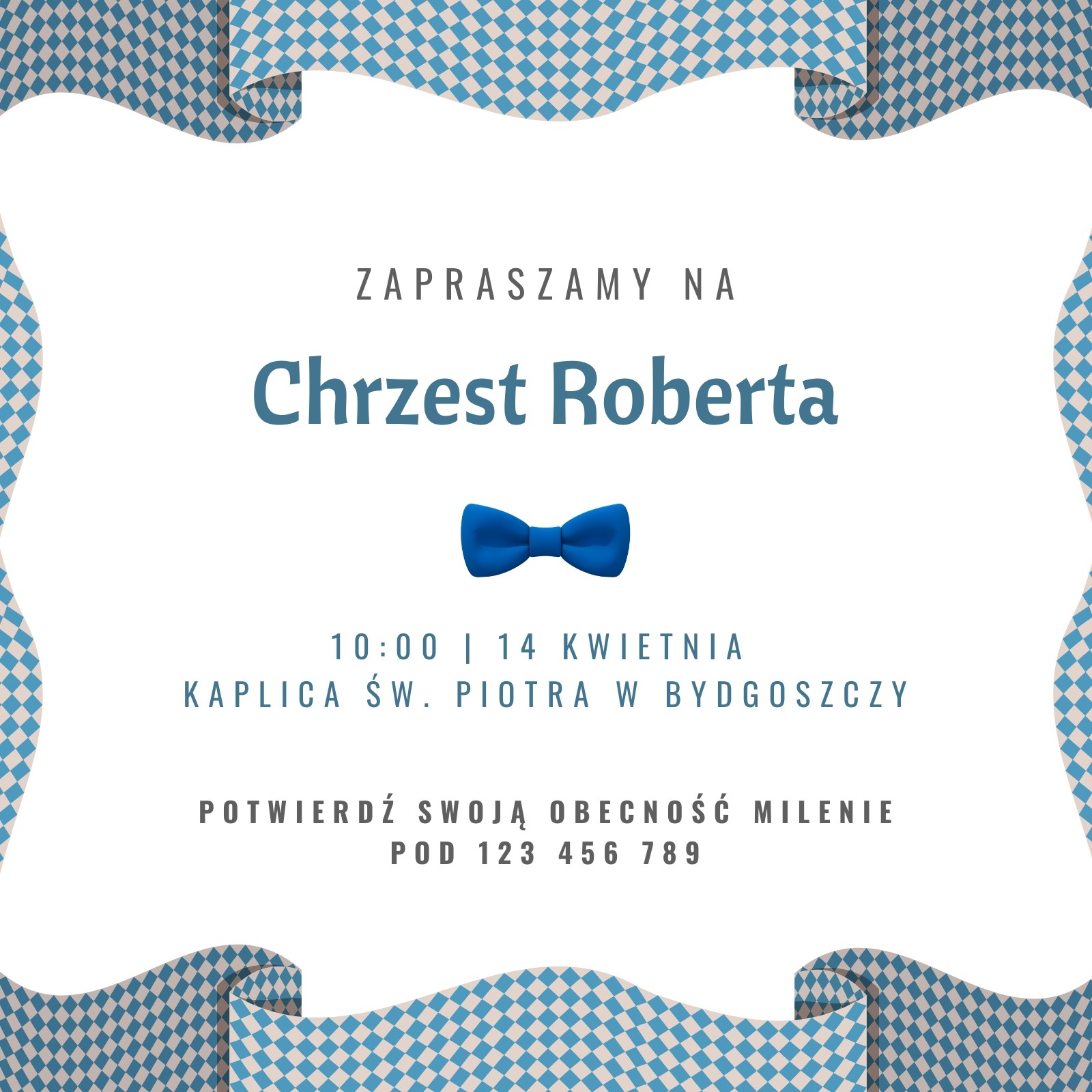 Niebieskie Chłopiec Chrzest Zaproszenie Niebieskie Chłopiec Chrzest Zaproszenie