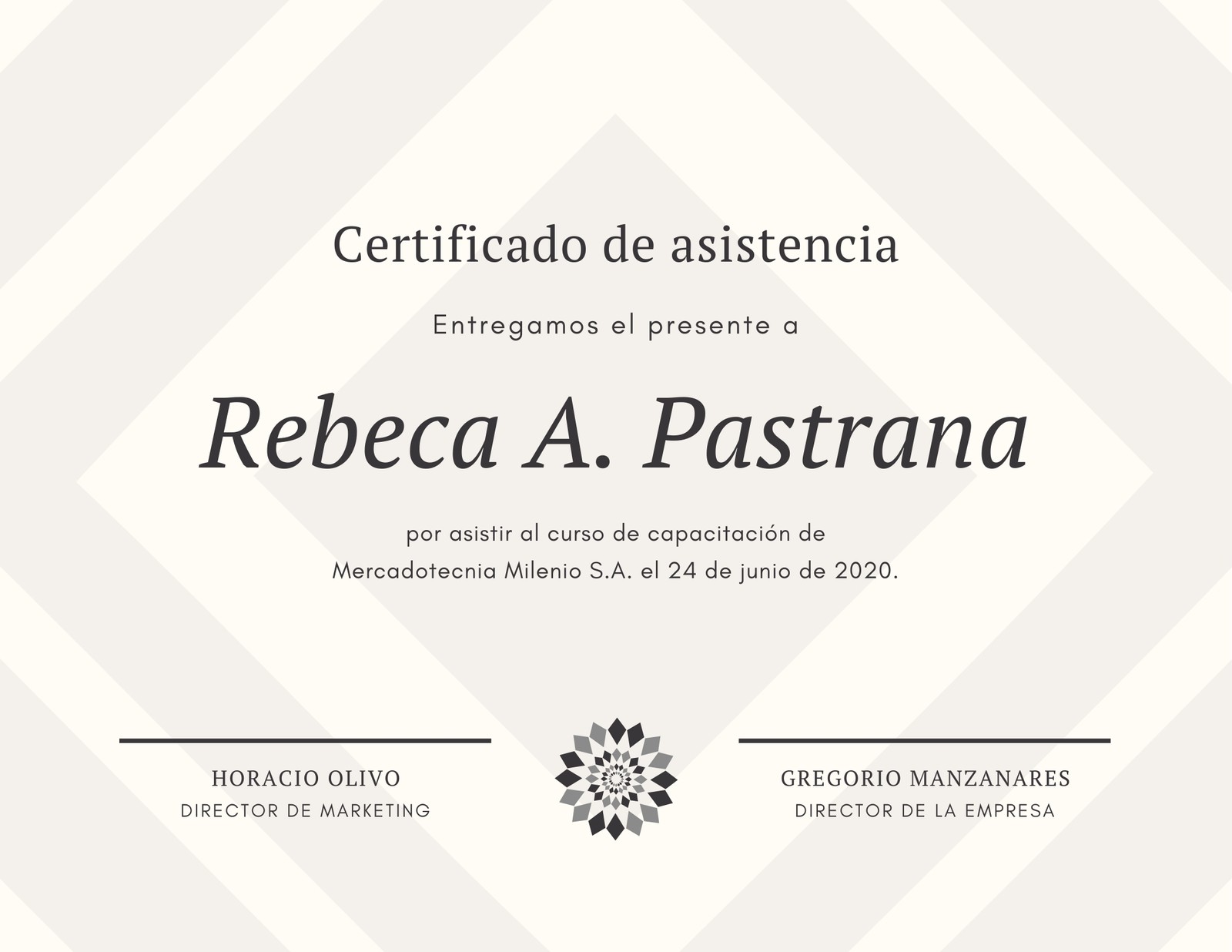 Rombo Patrón Asistencia Certificado Rombo Patrón Asistencia Certificado
