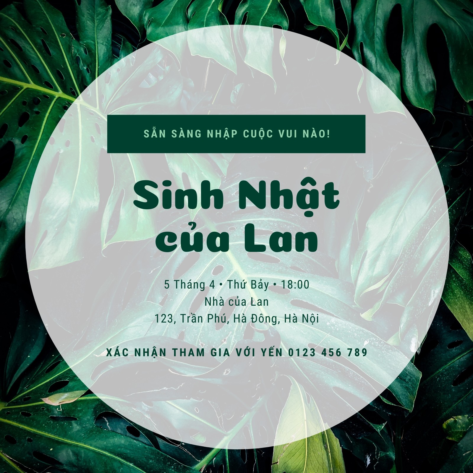 Xanh lá Lá cây Tiệc phong cách Hawaii Thiệp mời Xanh lá Lá cây Tiệc phong cách Hawaii Thiệp mời