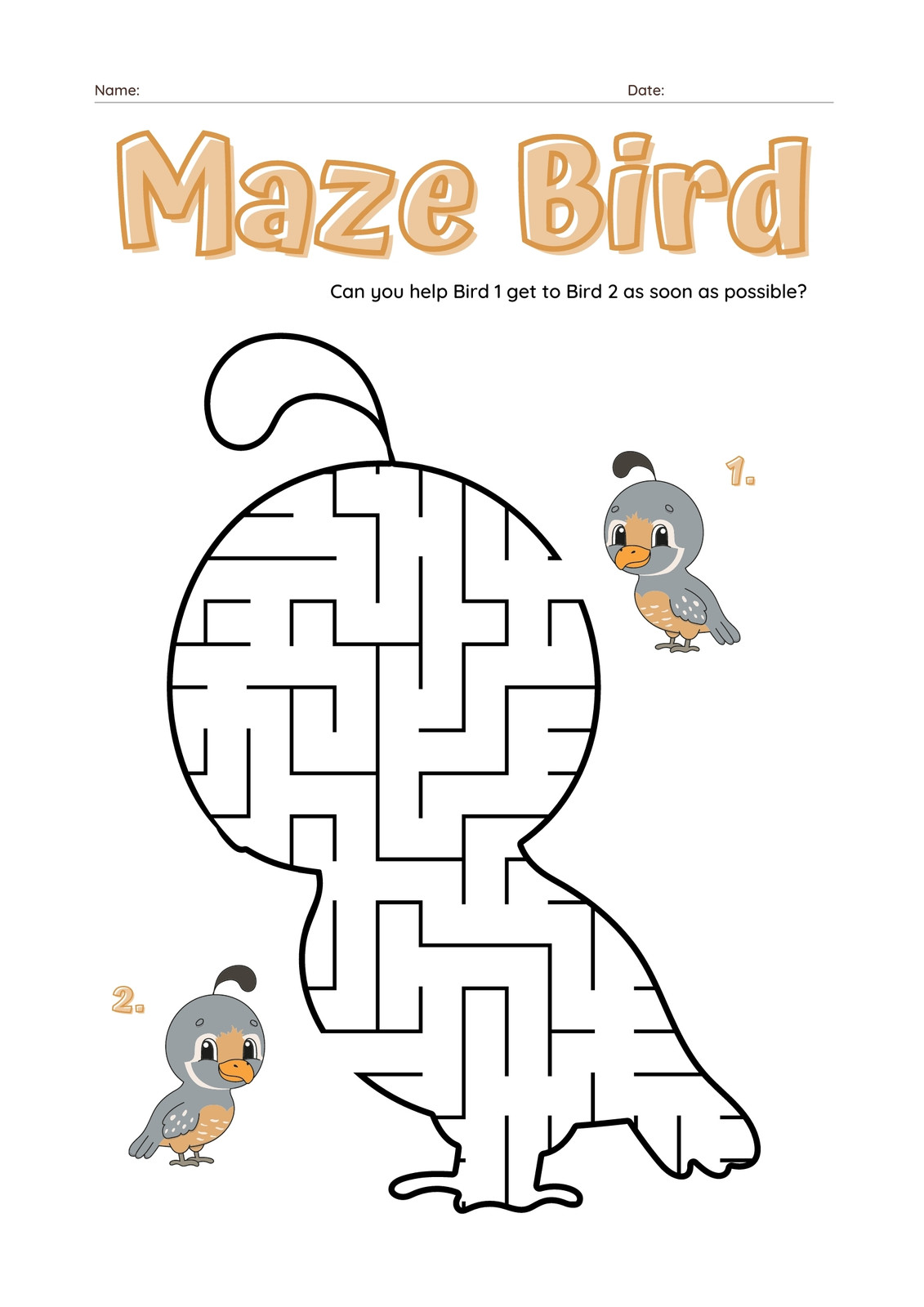 Maze Game Worksheet