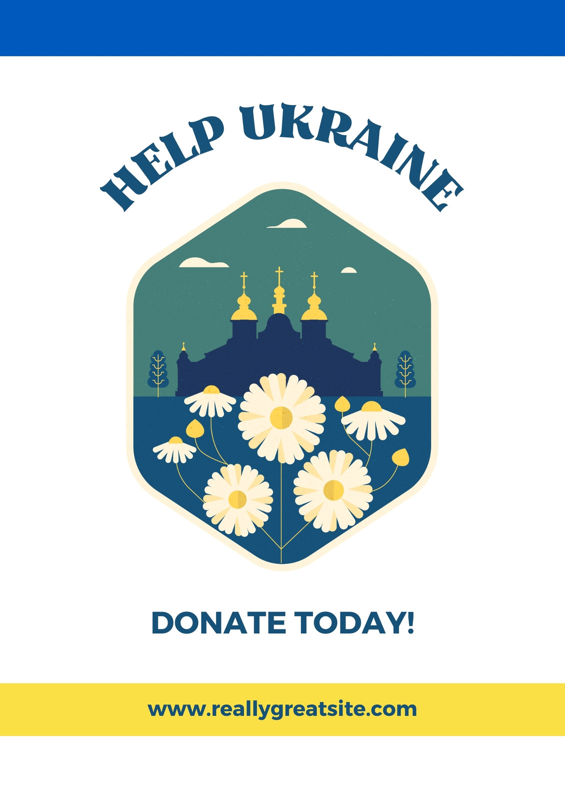 Blue And Yellow Minimalist Help Ukraine Donate Today Flyer (A4)