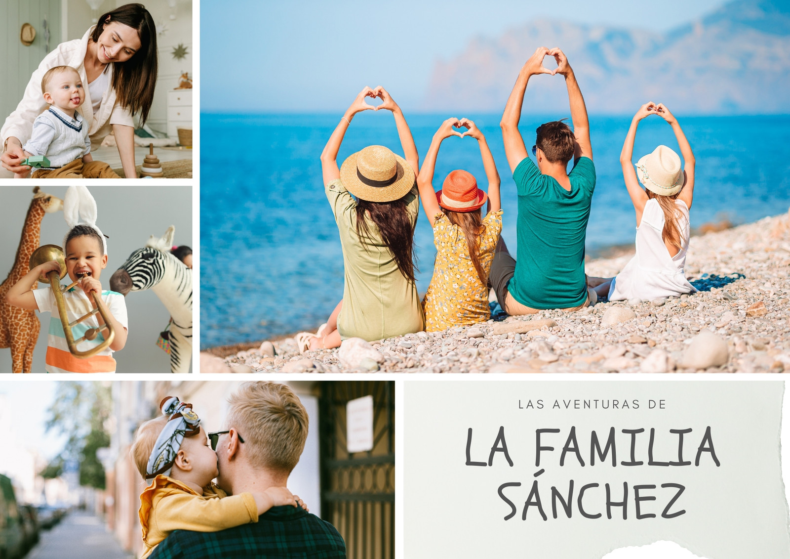 Cartel (horizontal) collage fotos familia simple colorido blanco Cartel (horizontal) collage fotos familia simple colorido blanco