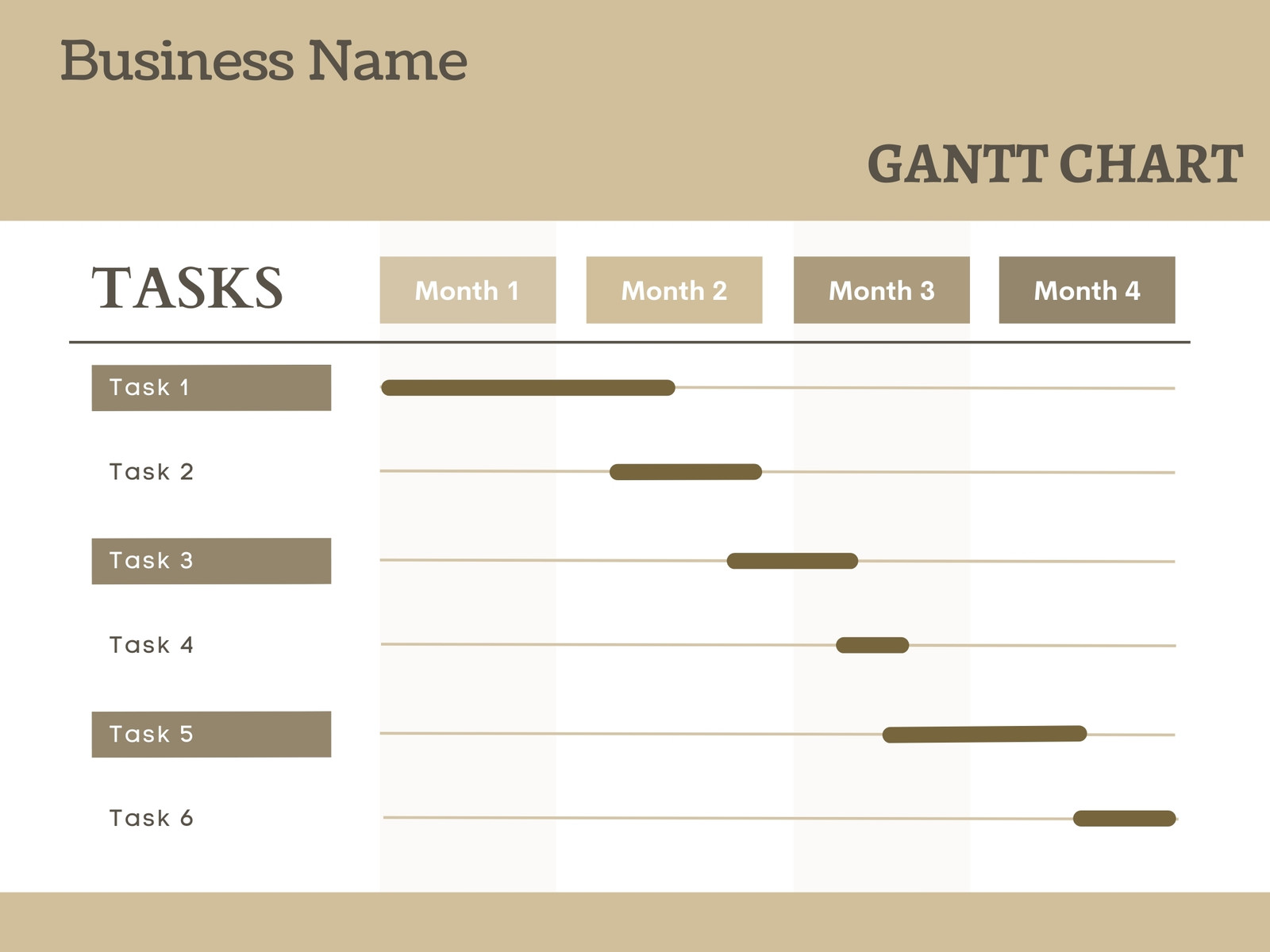 Brown and Nude Minimalist Business Gantt Chart
