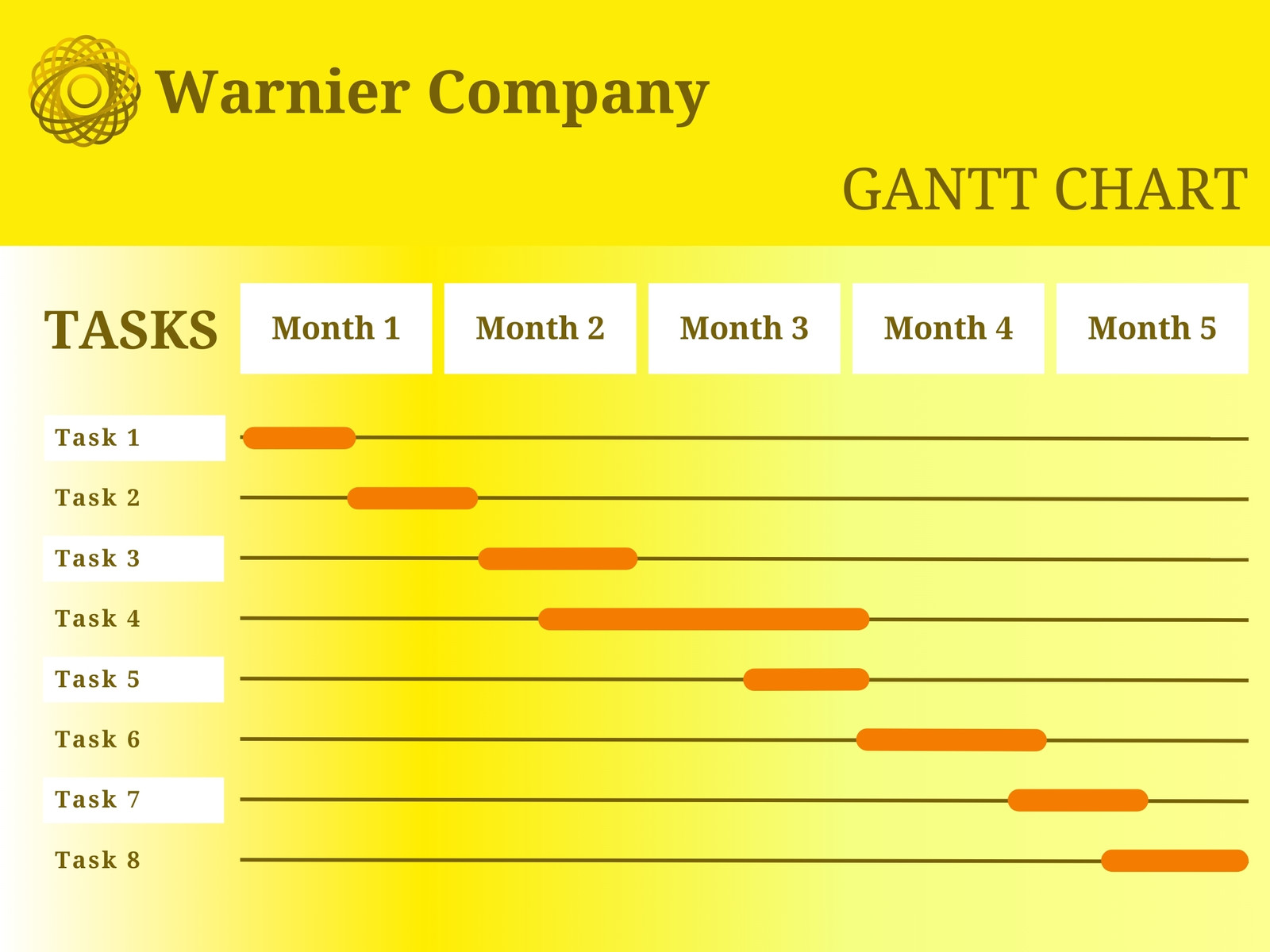 Yellow Gradient Business Gantt Chart