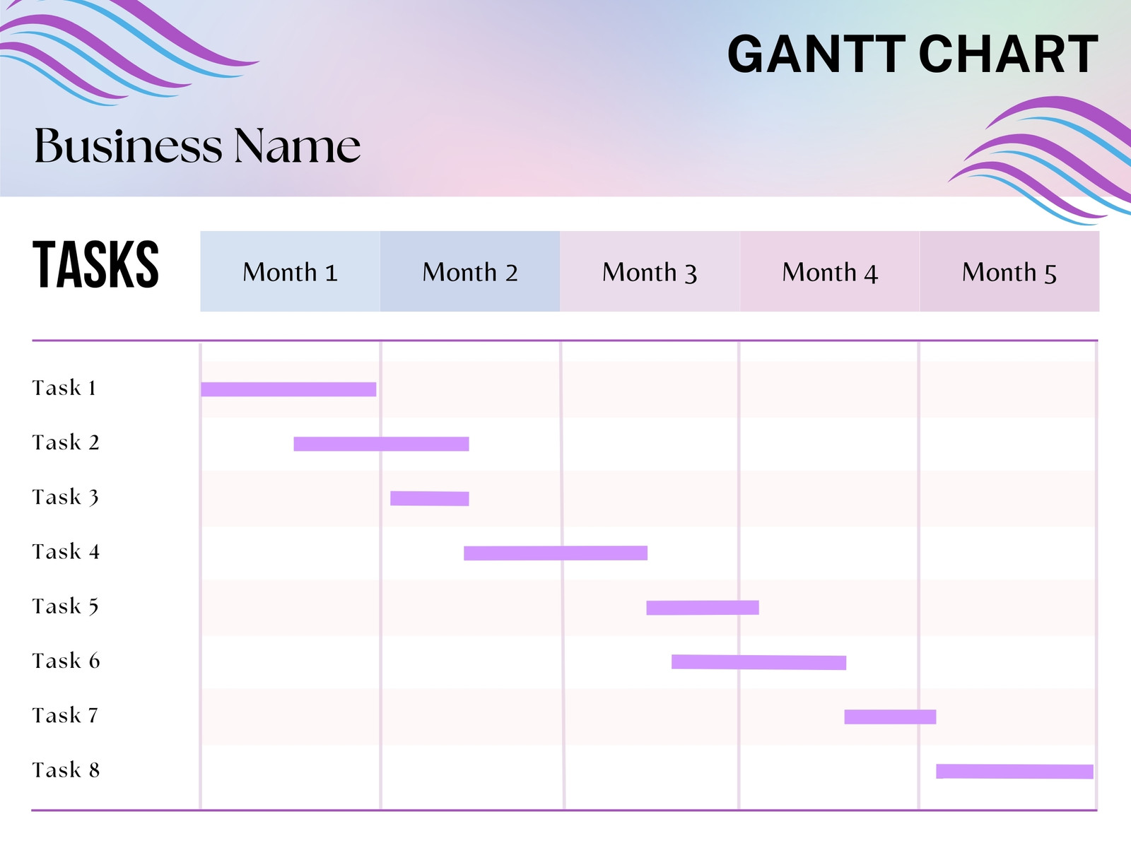 Purple Gradient Business Gantt Chart