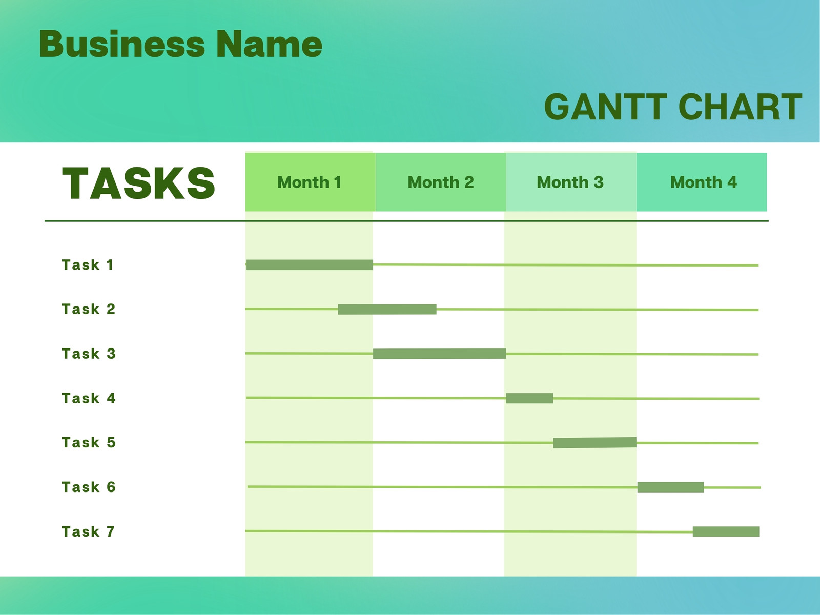 Green Gradient Business Gantt Chart