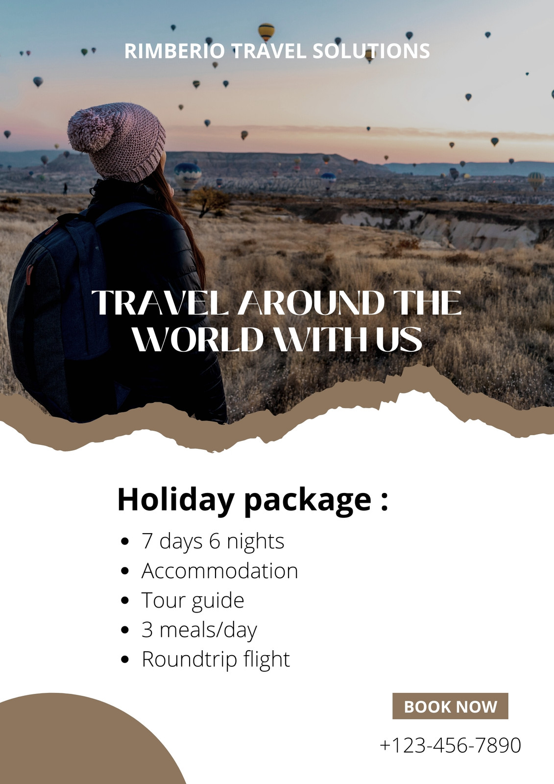 Brown Minimalist Travel Agency Poster