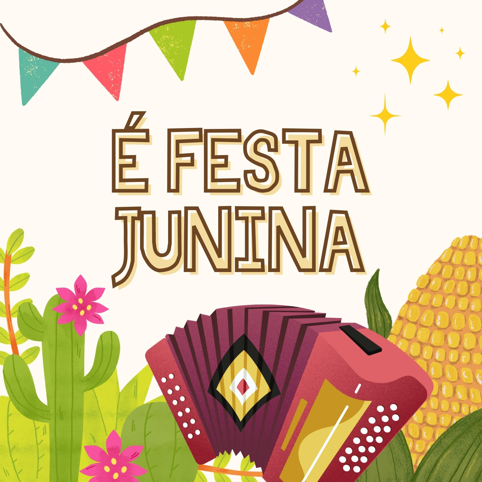 Post para instagram festa junina ilustrado colorido