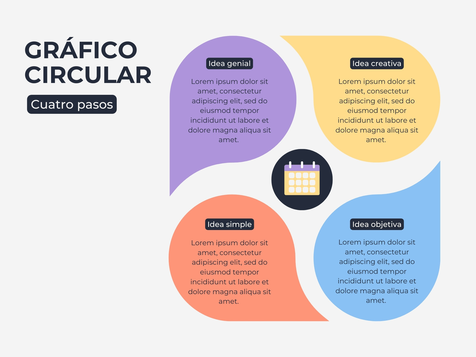 Gráfico Circular Cuatro Pasos Profesional Multicolor