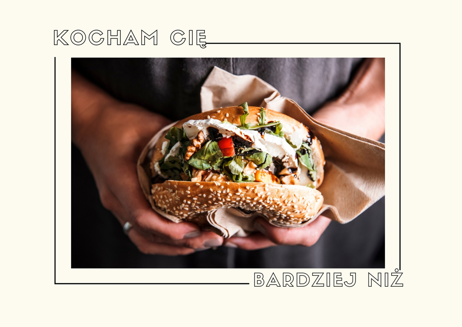 Burger Zdjęcie Nowoczesna Kartka na Walentynki Burger Zdjęcie Nowoczesna Kartka na Walentynki