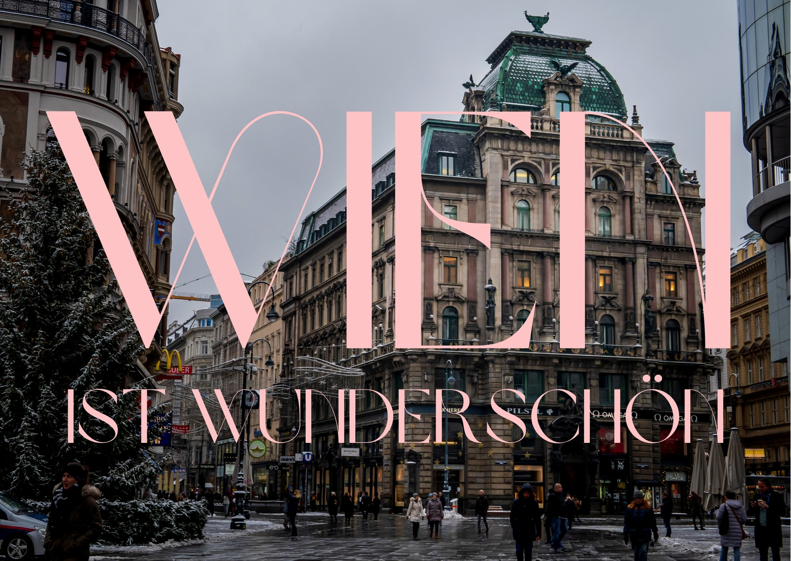 Rosa-graue Postkarte mit Foto Reisen Wien ist wunderschön Rosa-graue Postkarte mit Foto Reisen Wien ist wunderschön