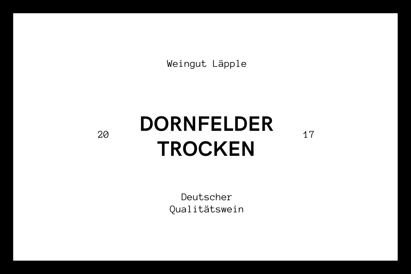 Schwarz-weißes Weinetikett Essen Trinken Dornfelder Trocken Schwarz-weißes Weinetikett Essen Trinken Dornfelder Trocken