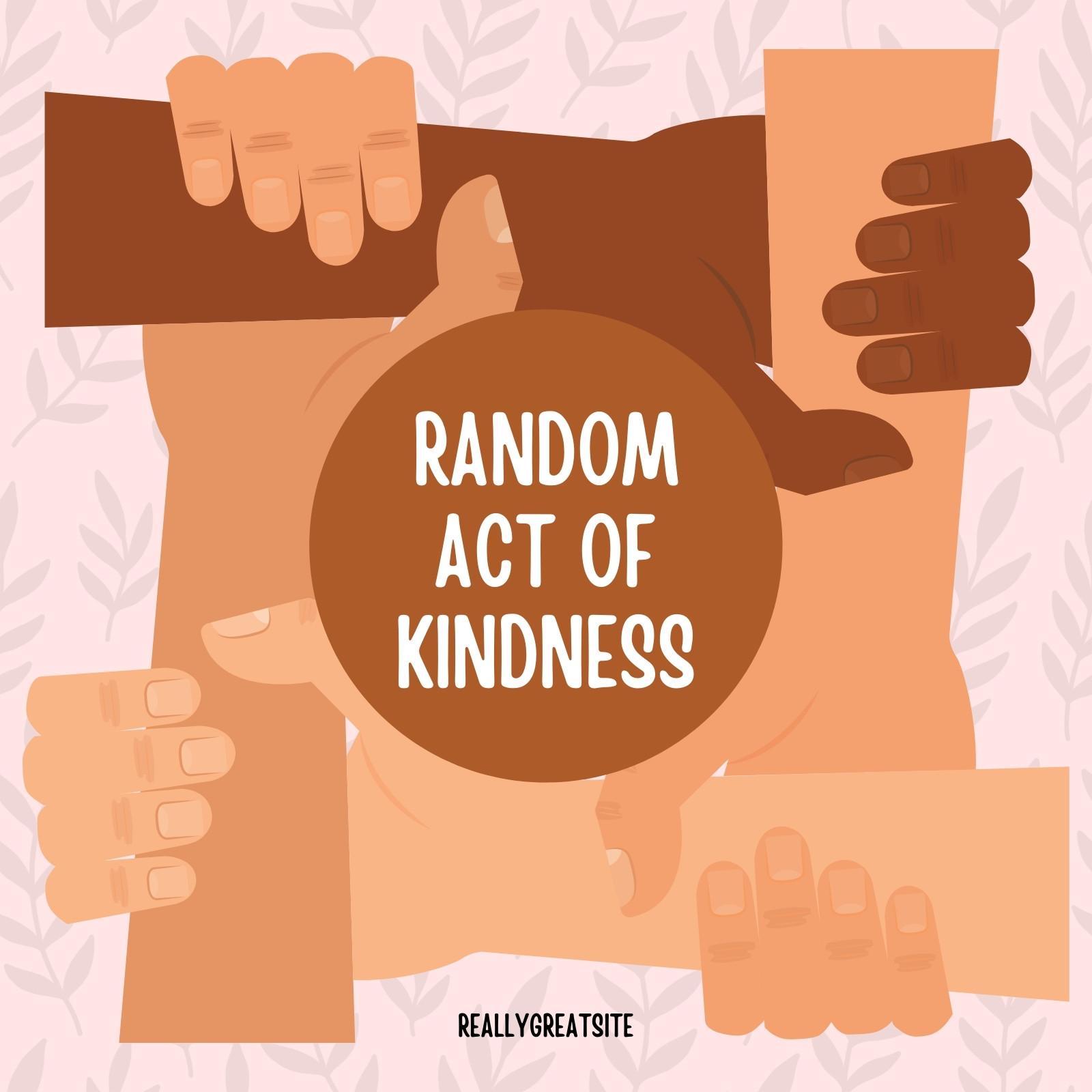 Brown and Beige Pattern Hand Help Illustrated Random Act Of Kindness Instagram Post