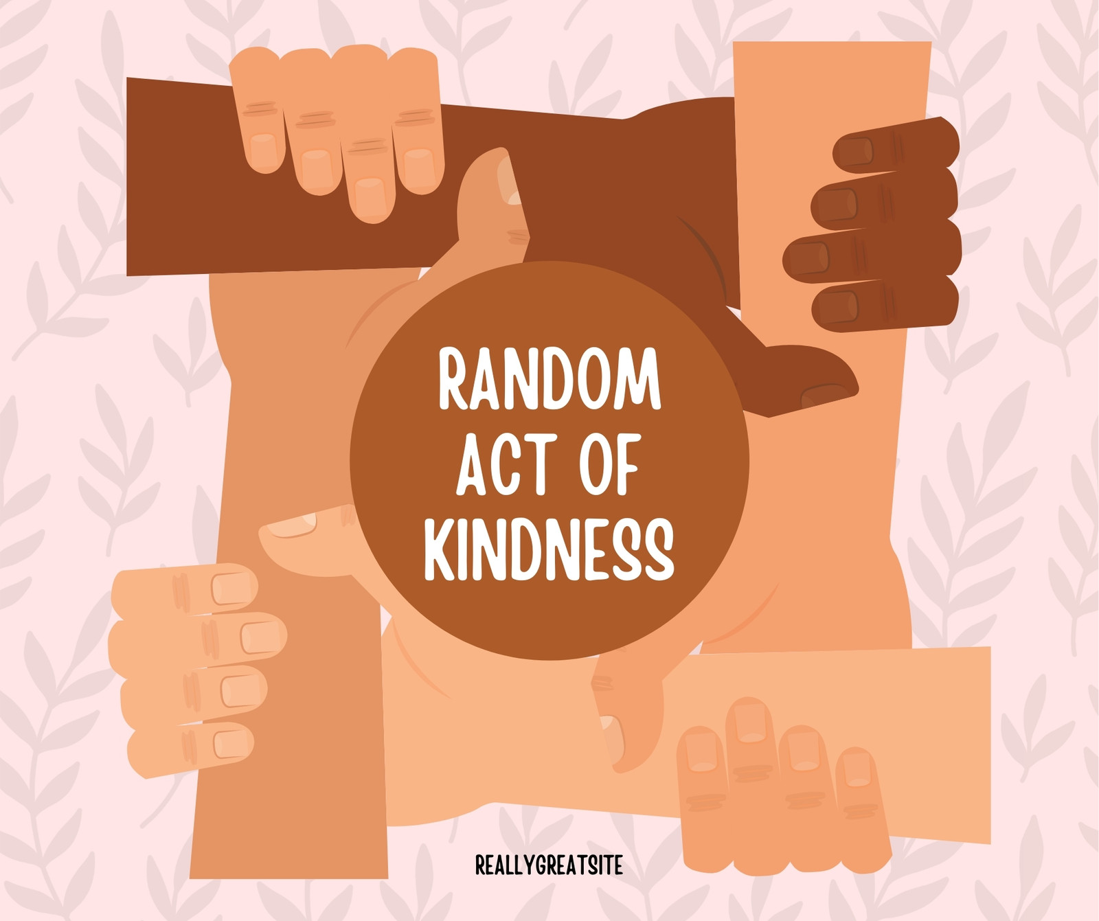 Brown and Beige Pattern Hand Help Illustrated Random Act Of Kindness Facebook Post