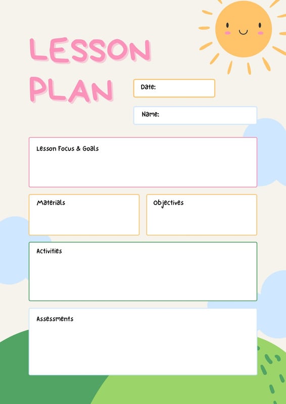 Free to print preschool weekly lesson plan templates | Canva