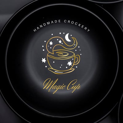 Handmade crockery Etsy shop icon - coffee star moon logo Etsy Shop Icon Canva template