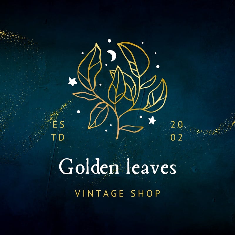 Elegant Celestial Leaves Etsy Shop Icon Canva template, gold