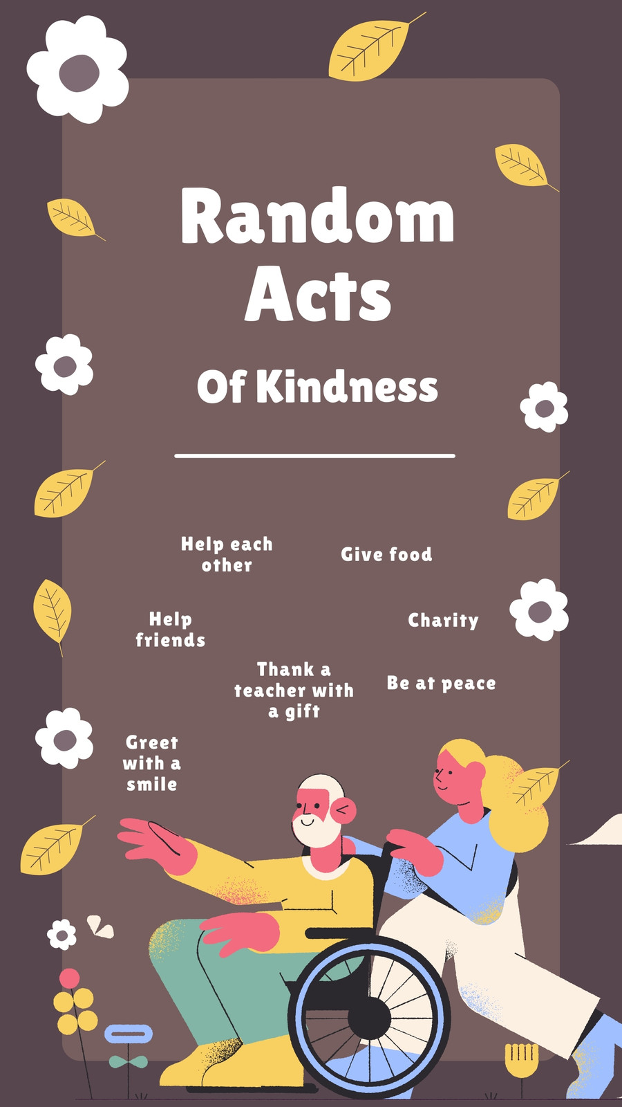 Yellow and Mauve Help Care Illustrated Kindness Day Instagram Story