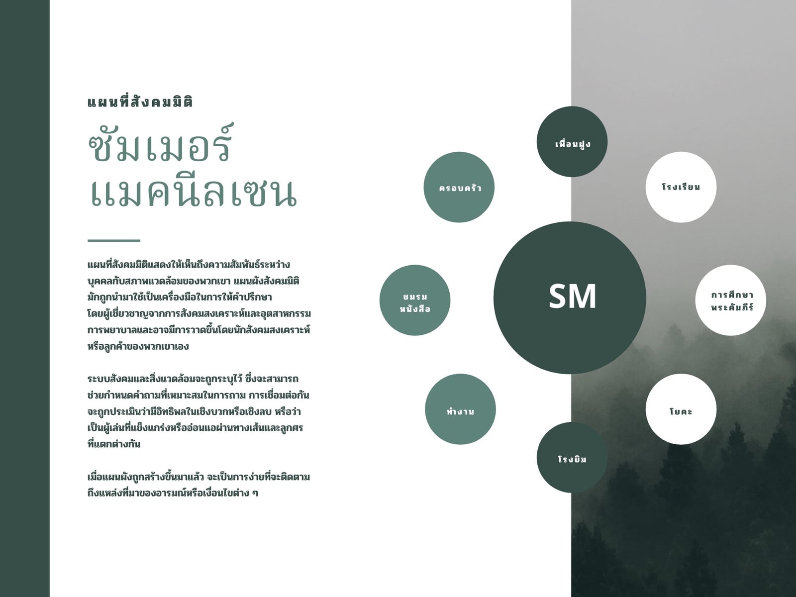 แผนภูมิ แผนที่สังคมมิติ มินิมอลิสต์ คลาสสิก สีเขียว