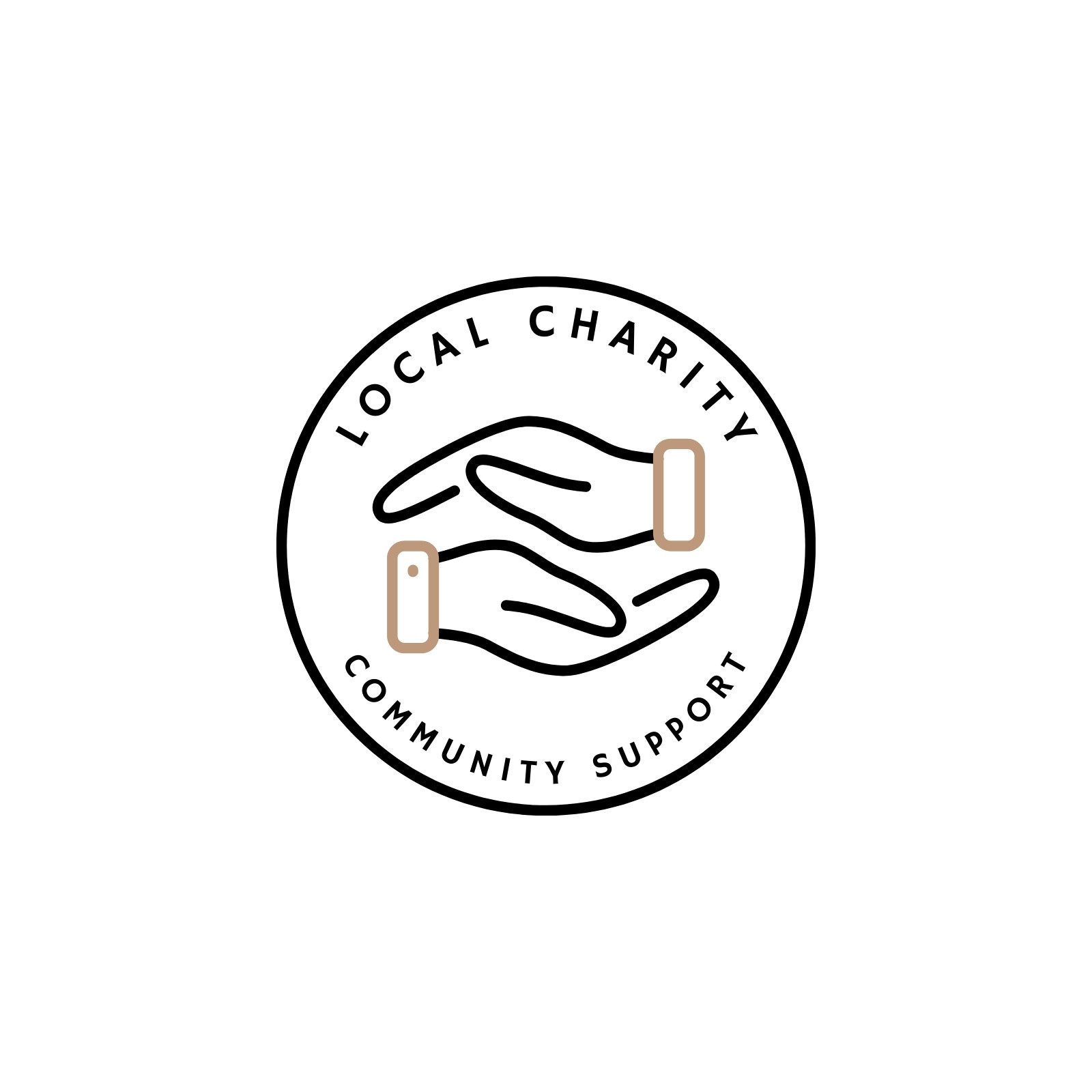 Minimalist local charity logo with helping hands