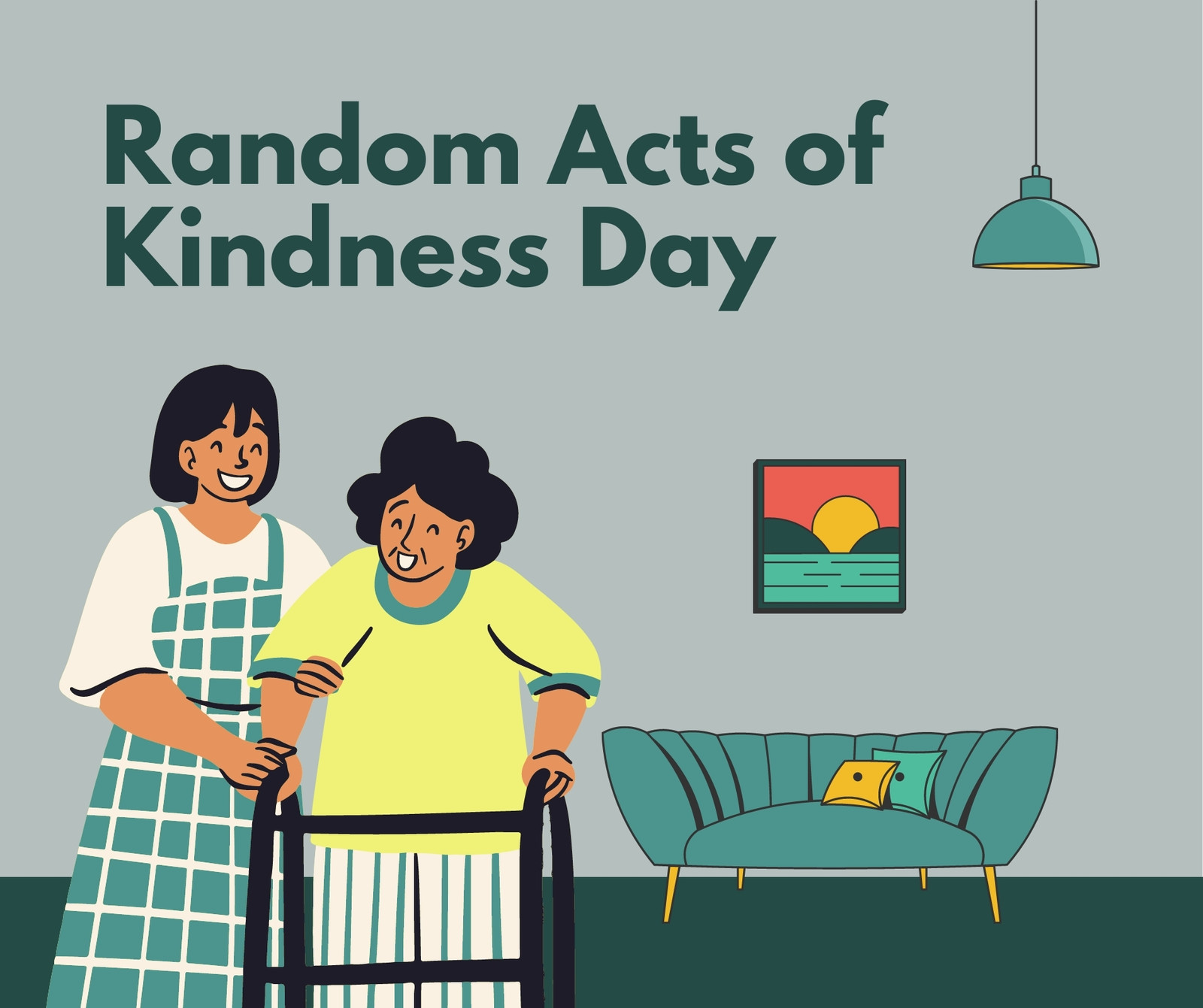 Green Simple Help Mom Kindness Day Facebook Post