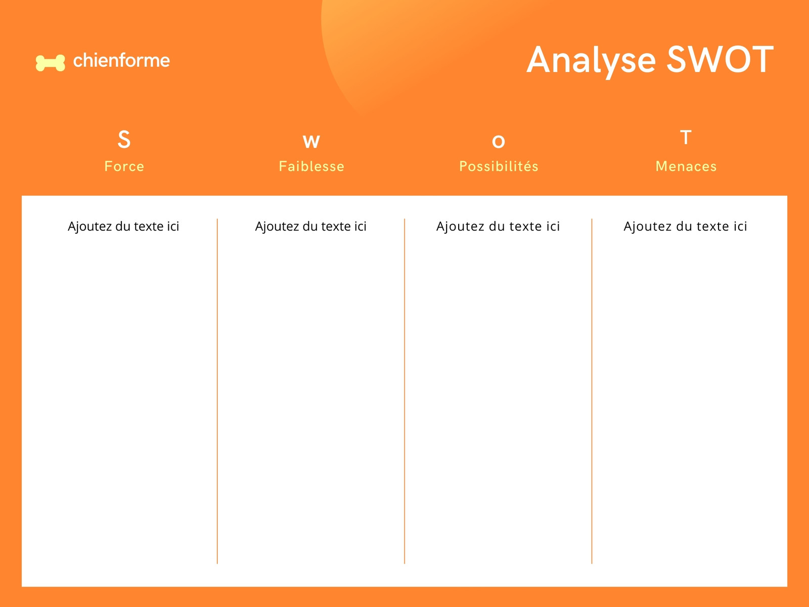 Orange et Jaune Professionnel Dégradé Animaux de fitness Application SWOT Analyse