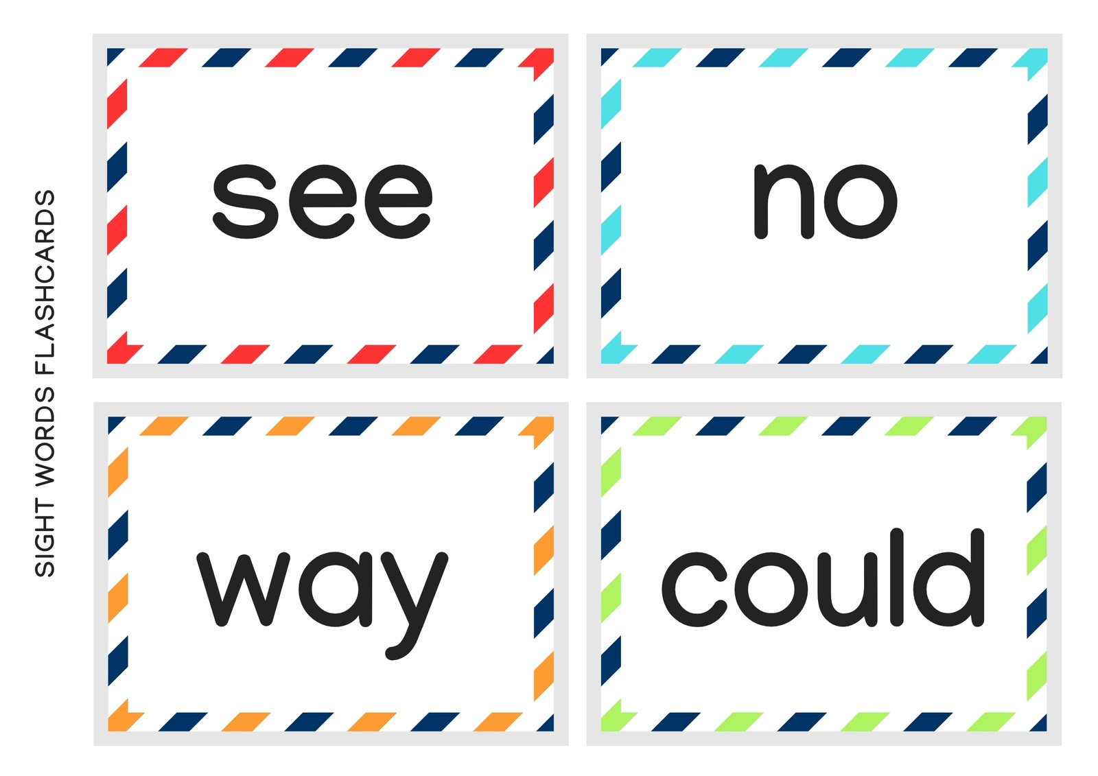 Postcard Sight Words Flashcards