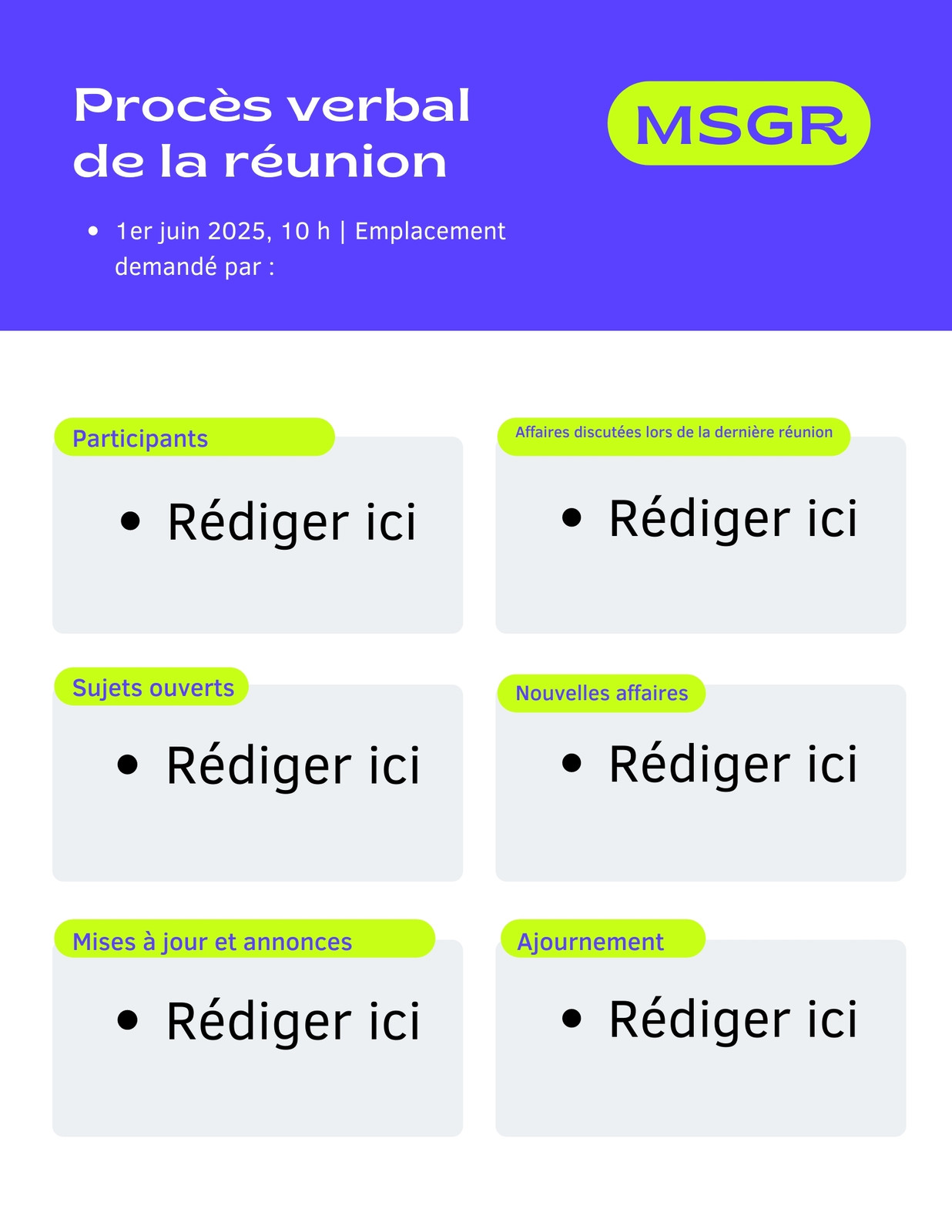 Procès verbal de réunion application de messagerie professionnelle amicale néon vert et violet Procès verbal de réunion application de messagerie professionnelle amicale néon vert et violet