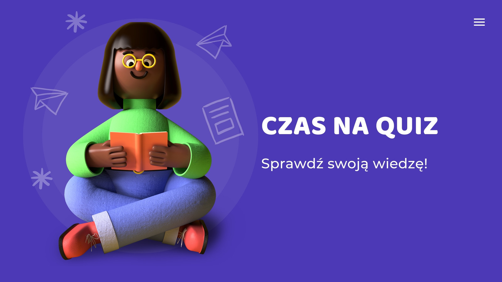 Prezentacja edukacyjna – quiz postacie 3D fioletowa nowoczesna ilustrowana Prezentacja edukacyjna – quiz postacie 3D fioletowa nowoczesna ilustrowana