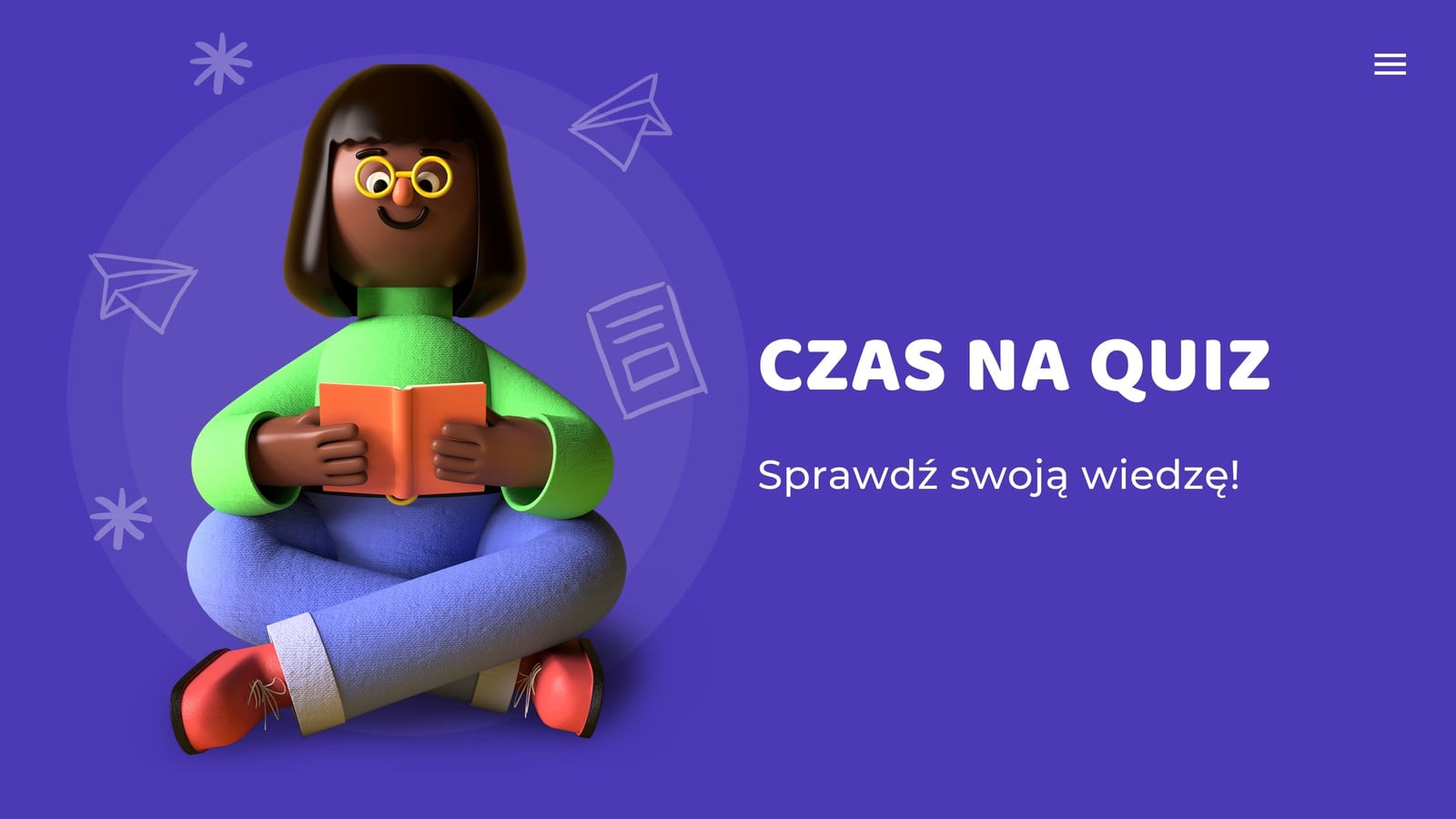 Prezentacja edukacyjna – quiz postacie 3D fioletowa nowoczesna ilustrowana Prezentacja edukacyjna – quiz postacie 3D fioletowa nowoczesna ilustrowana