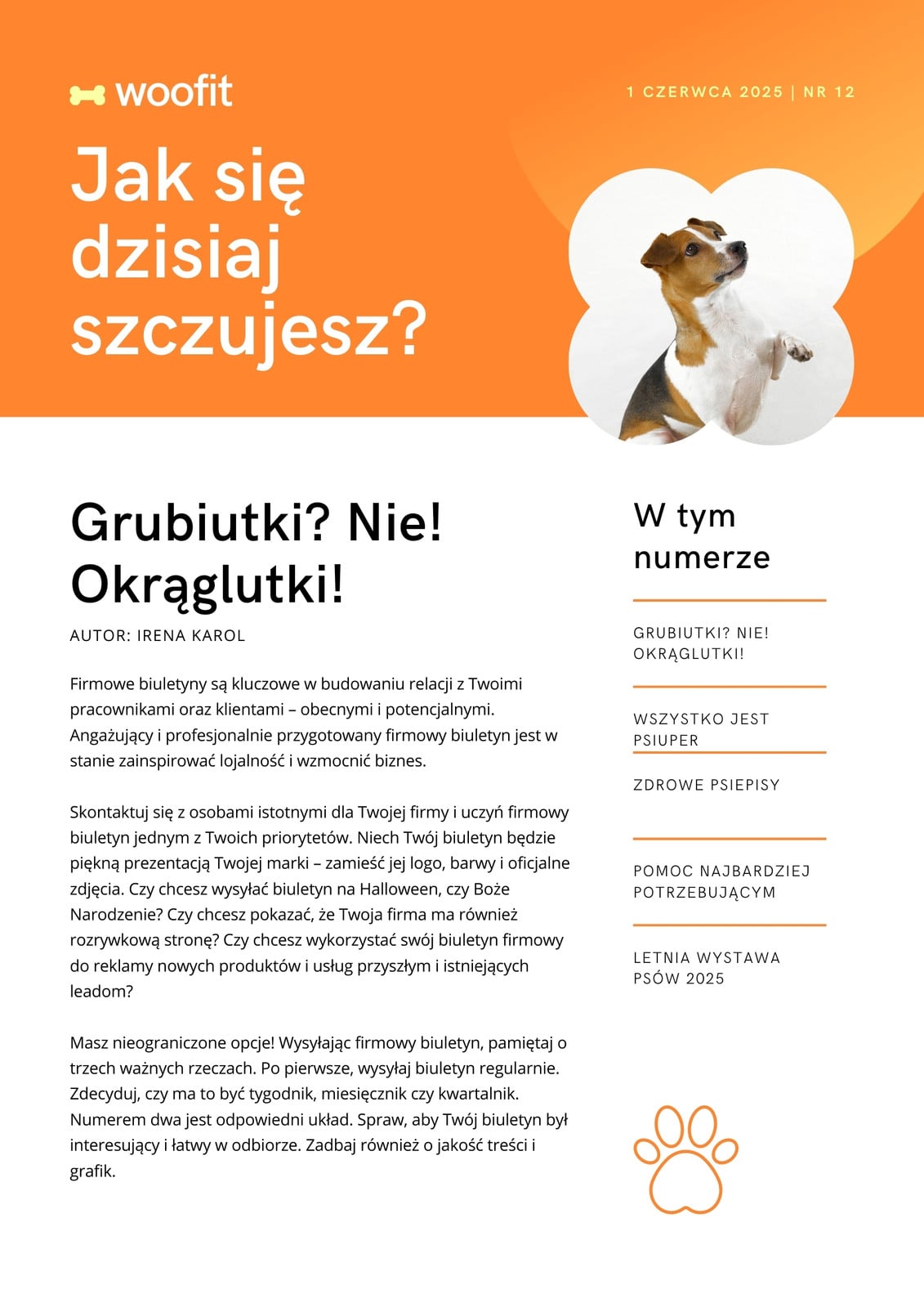 Pomarańczowa i Żółta Profesjonalna Gradient Zwierzęta Domowe Aplikacja Fitness Firmowa Biuletyn