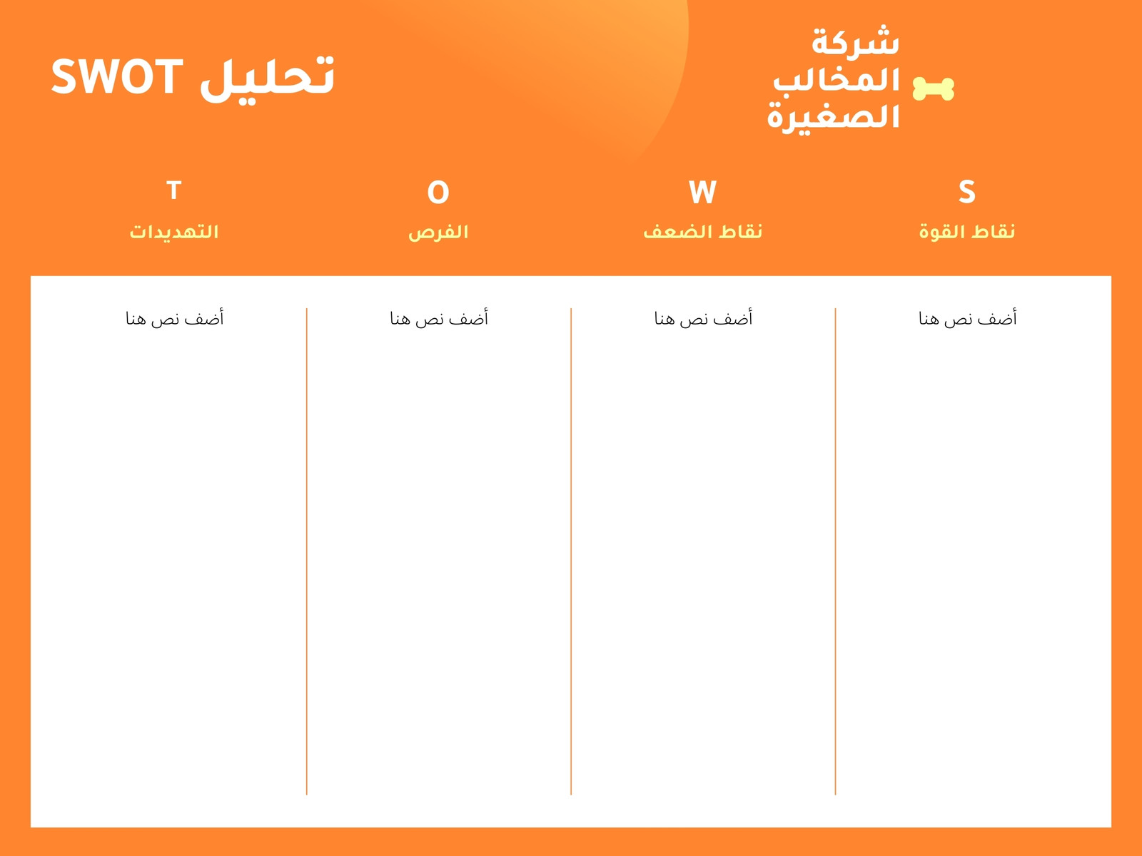 تحليل SWOT أعمال تطبيق لياقة الحيوانات الأليفة احترافي أصفر وبرتقالي