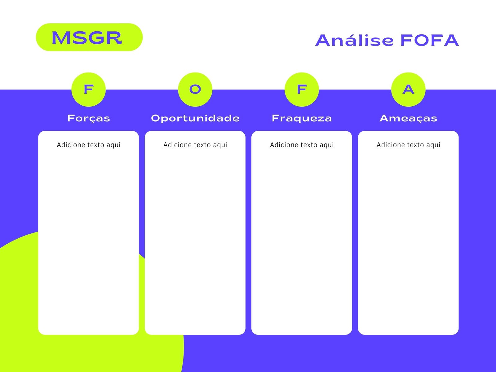 Verde Neon e Roxo Amigável Profissional Aplicativo de Mensagens Análise SWOT