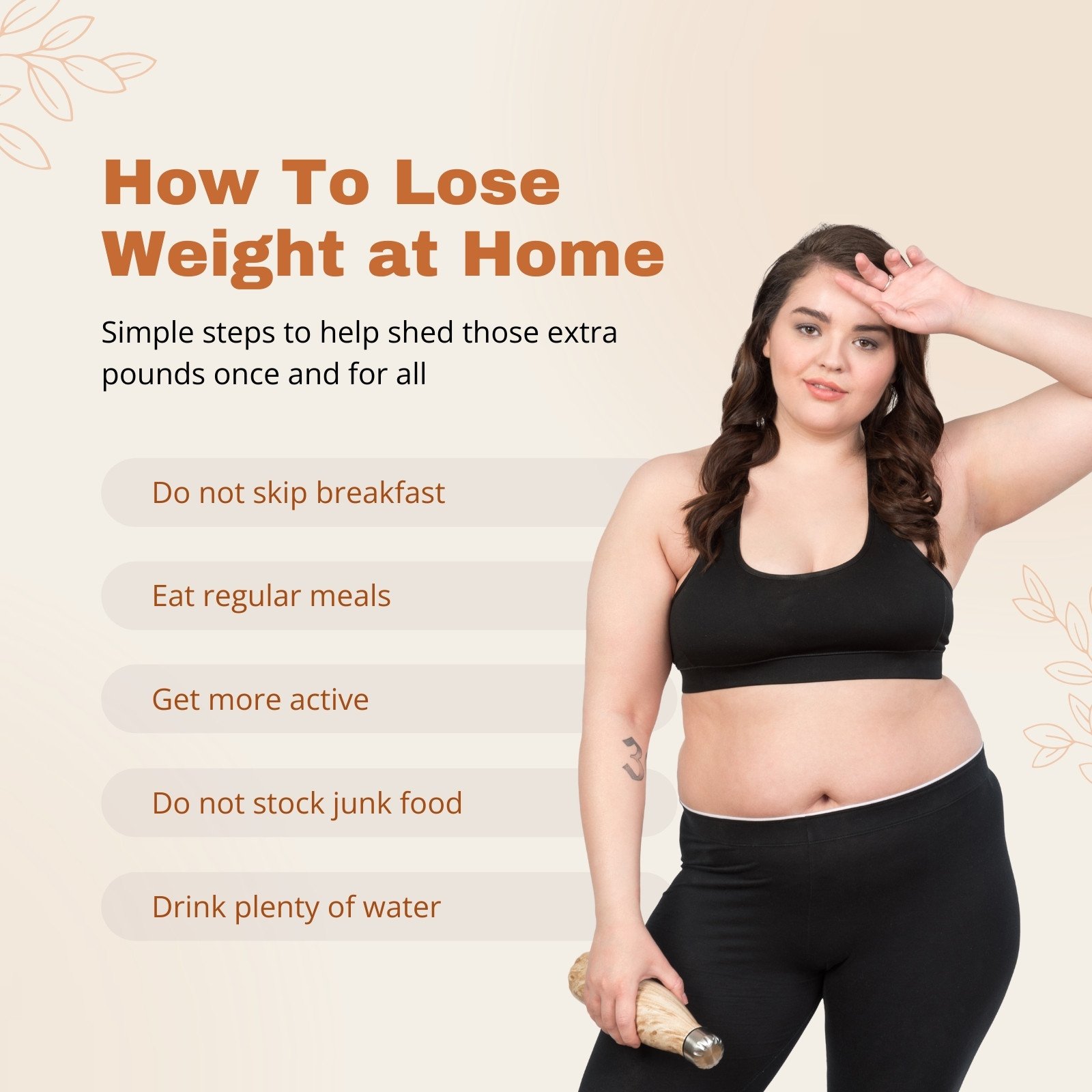 Beige Brown Gradient Minimalist How to Lose Weight at Home Tips Instagram Post