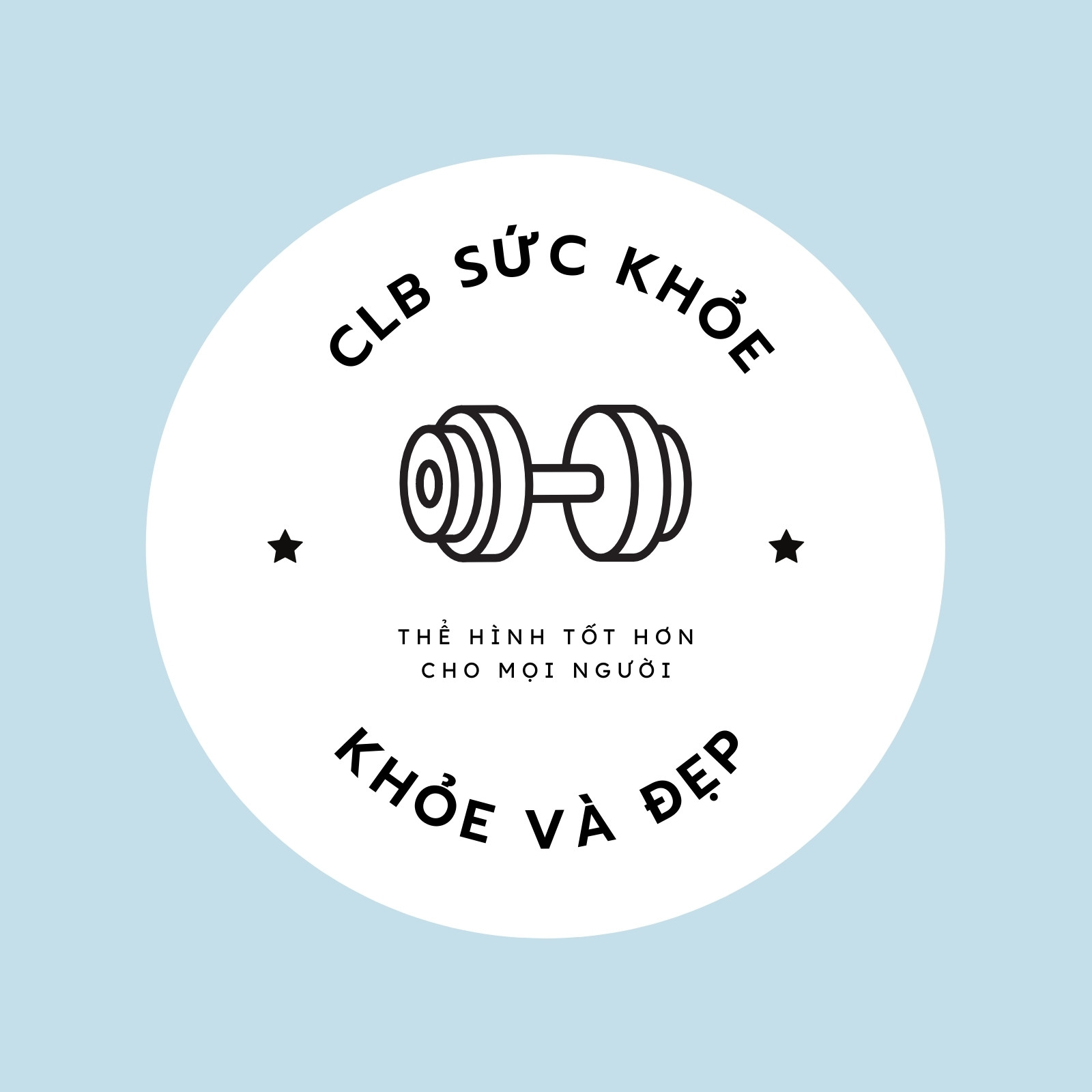 Xanh dương nhạt và Trắng Hình vẽ một nét Đơn giản Phòng tập Biểu trưng Phòng tập