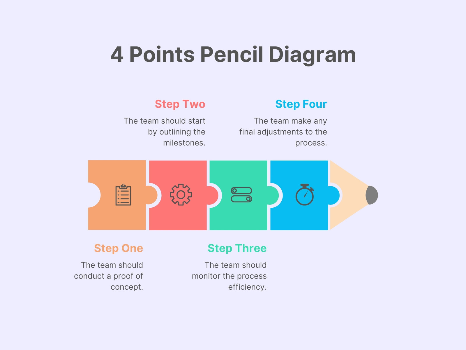 4 Points Pencil Process Diagram Infographic Graph