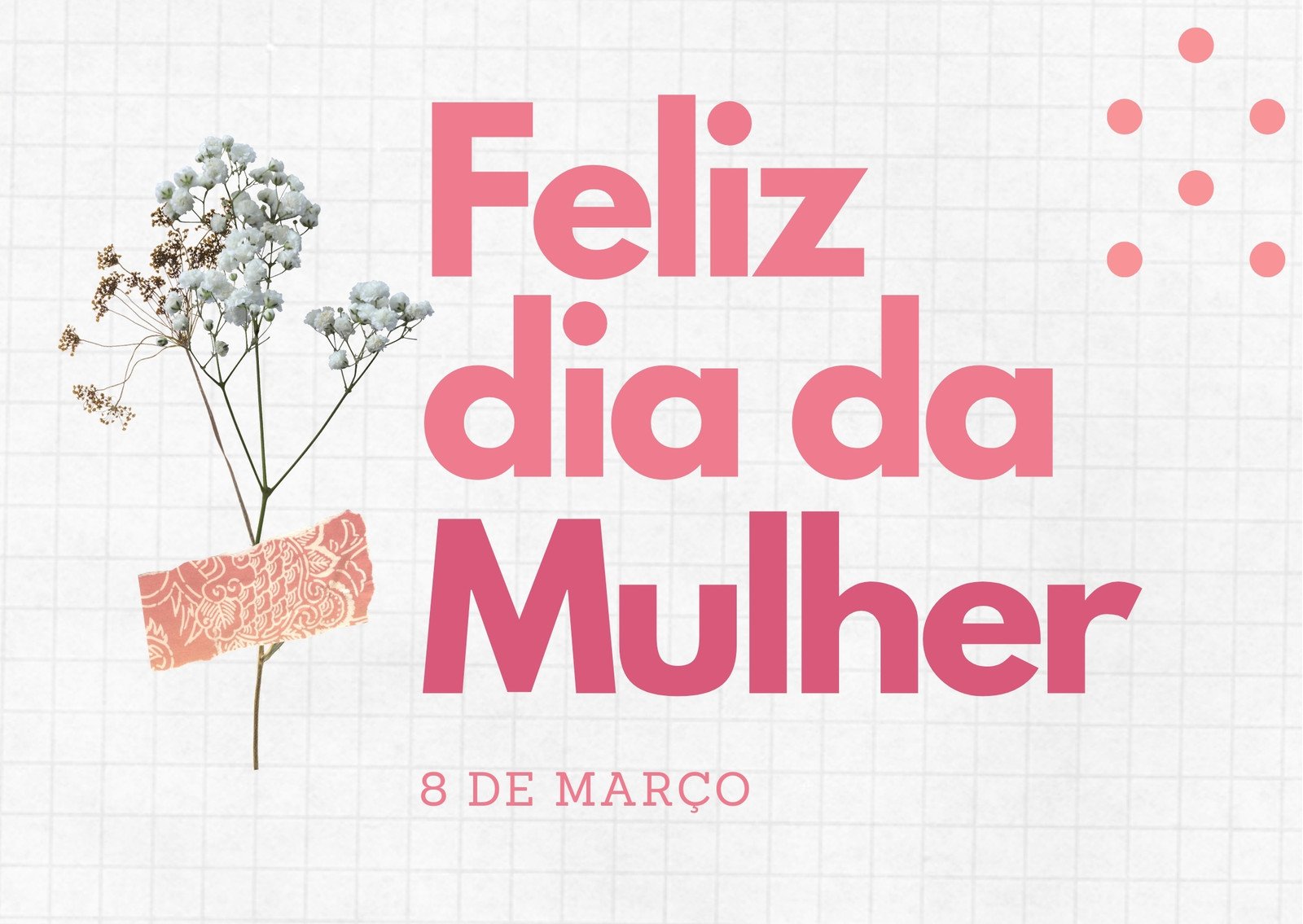 Feliz dia da Mulher delicado rosa cartão