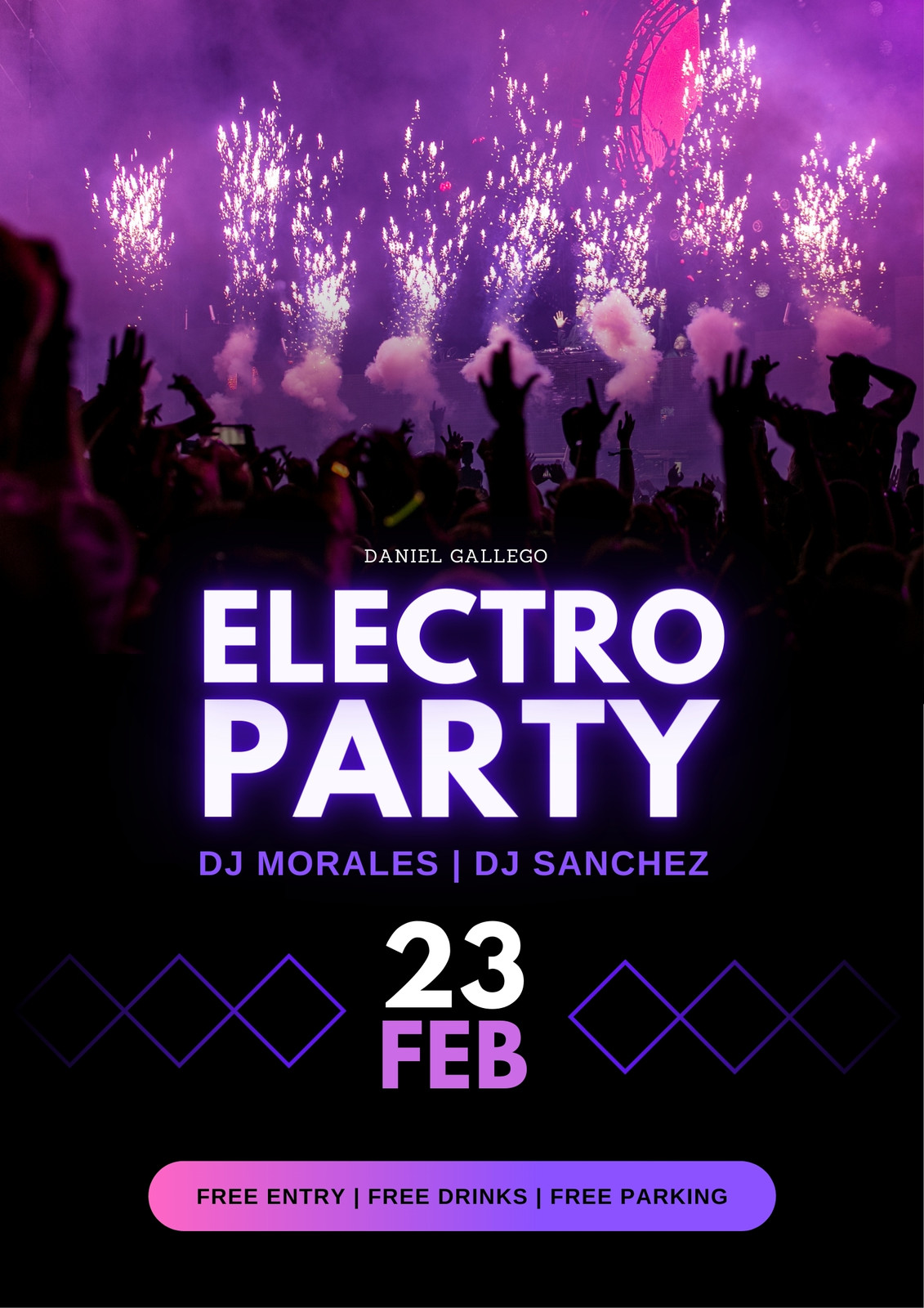 Black Purple Electro Party DJ Poster