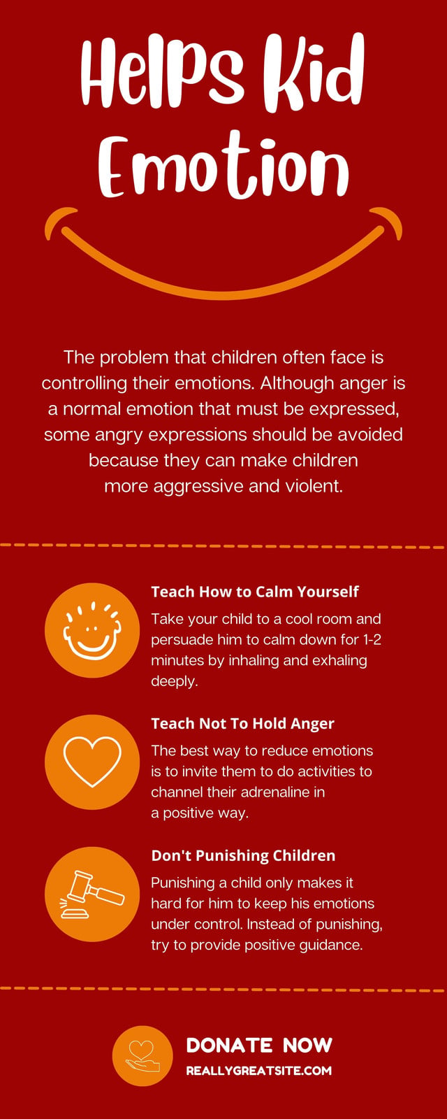 Red Minimalist Help KIds Emotion Infographic