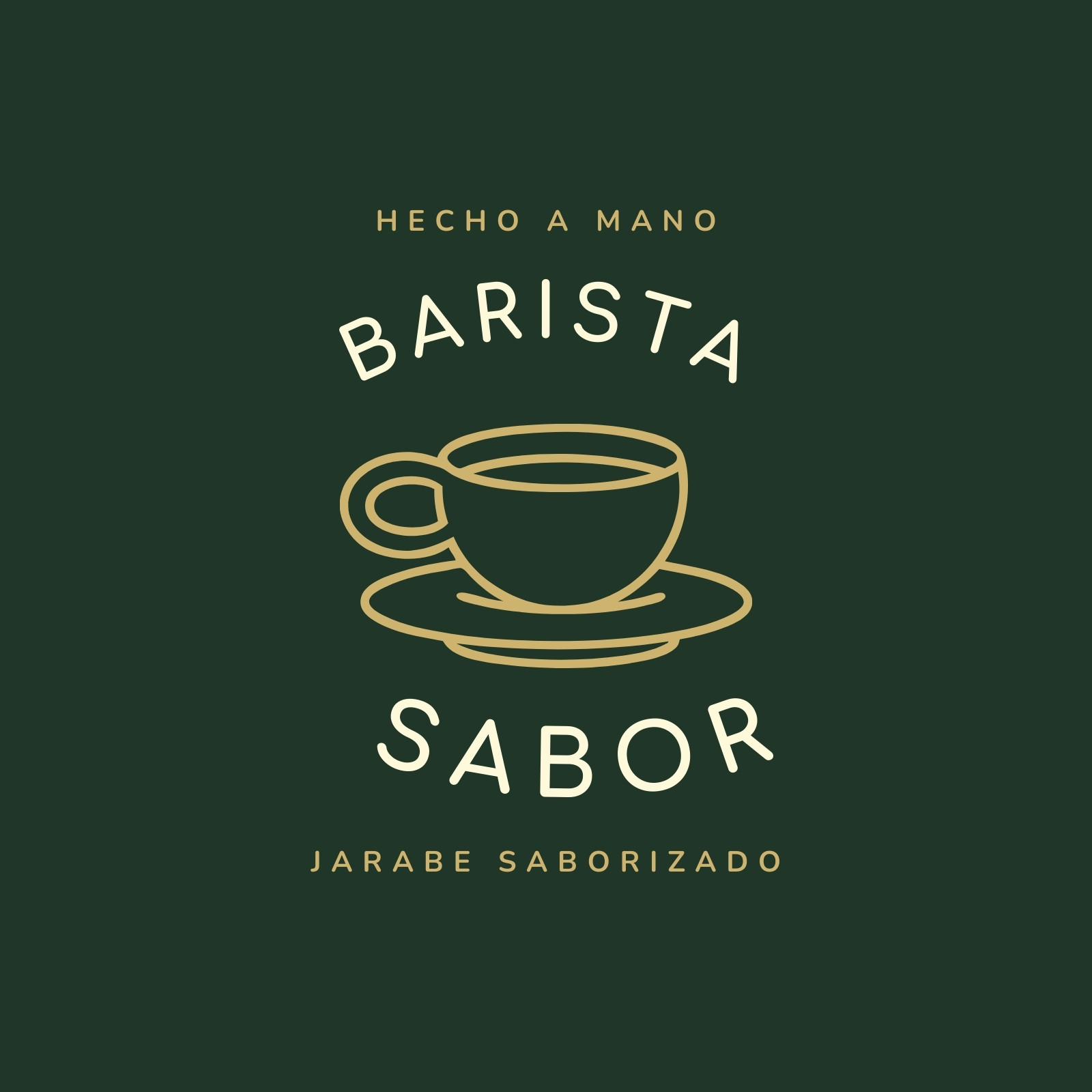 Verde Oscuro y Oro Simple Monolineal Productos de Café Logotipo de Café