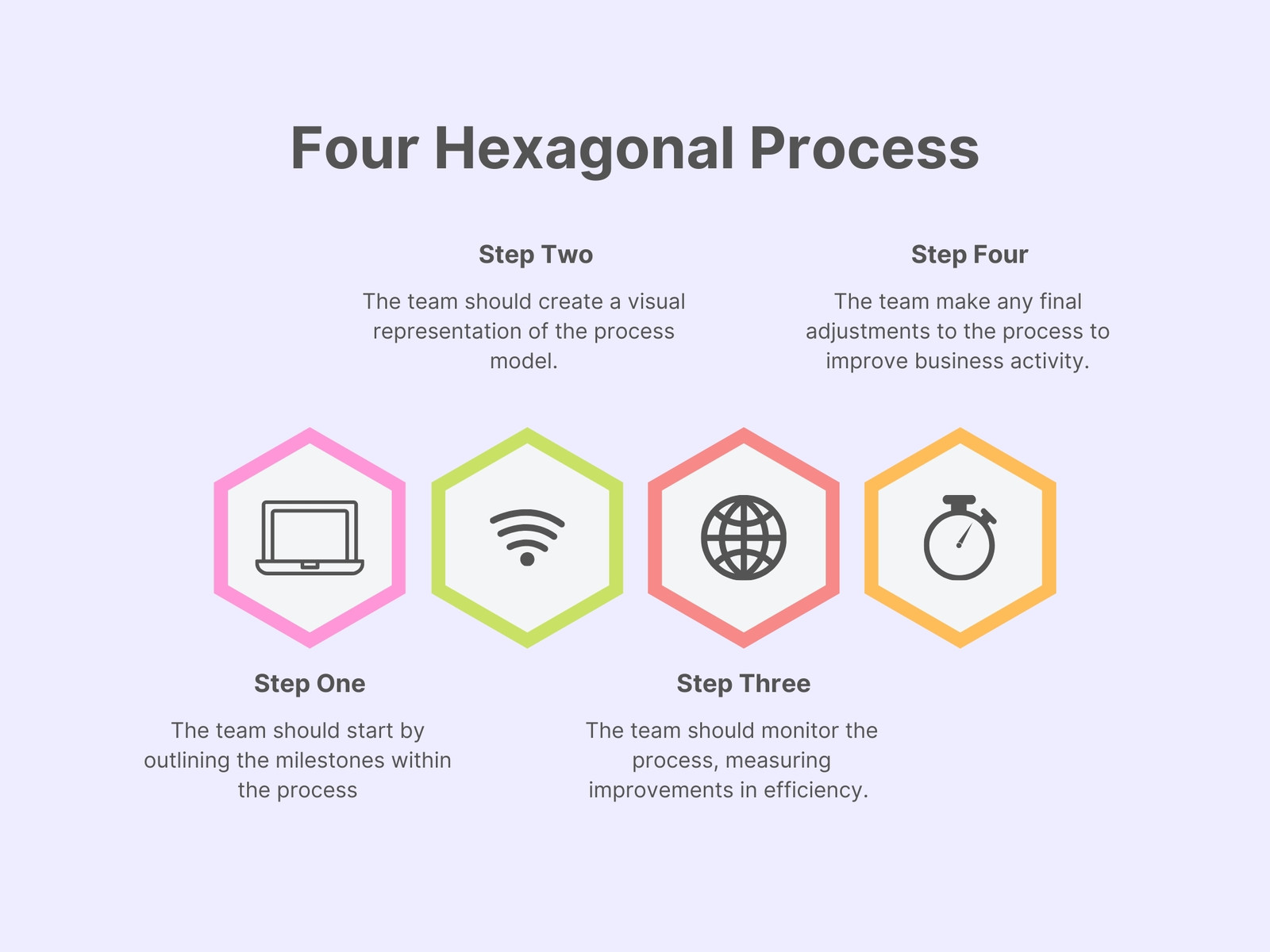 Four Hexagonal Process Infographic Graph