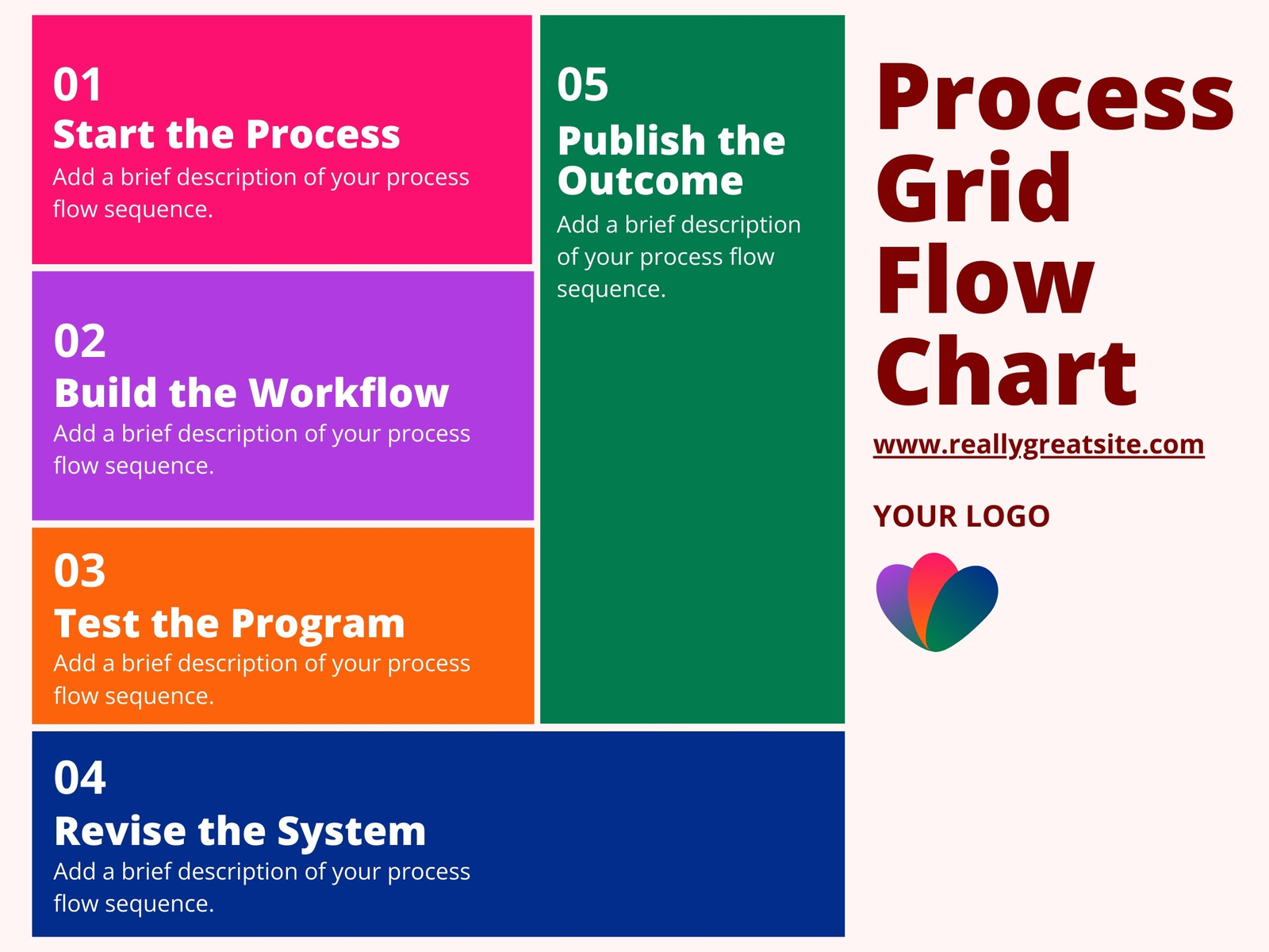 Colorful Process Side Grid Flow Chart