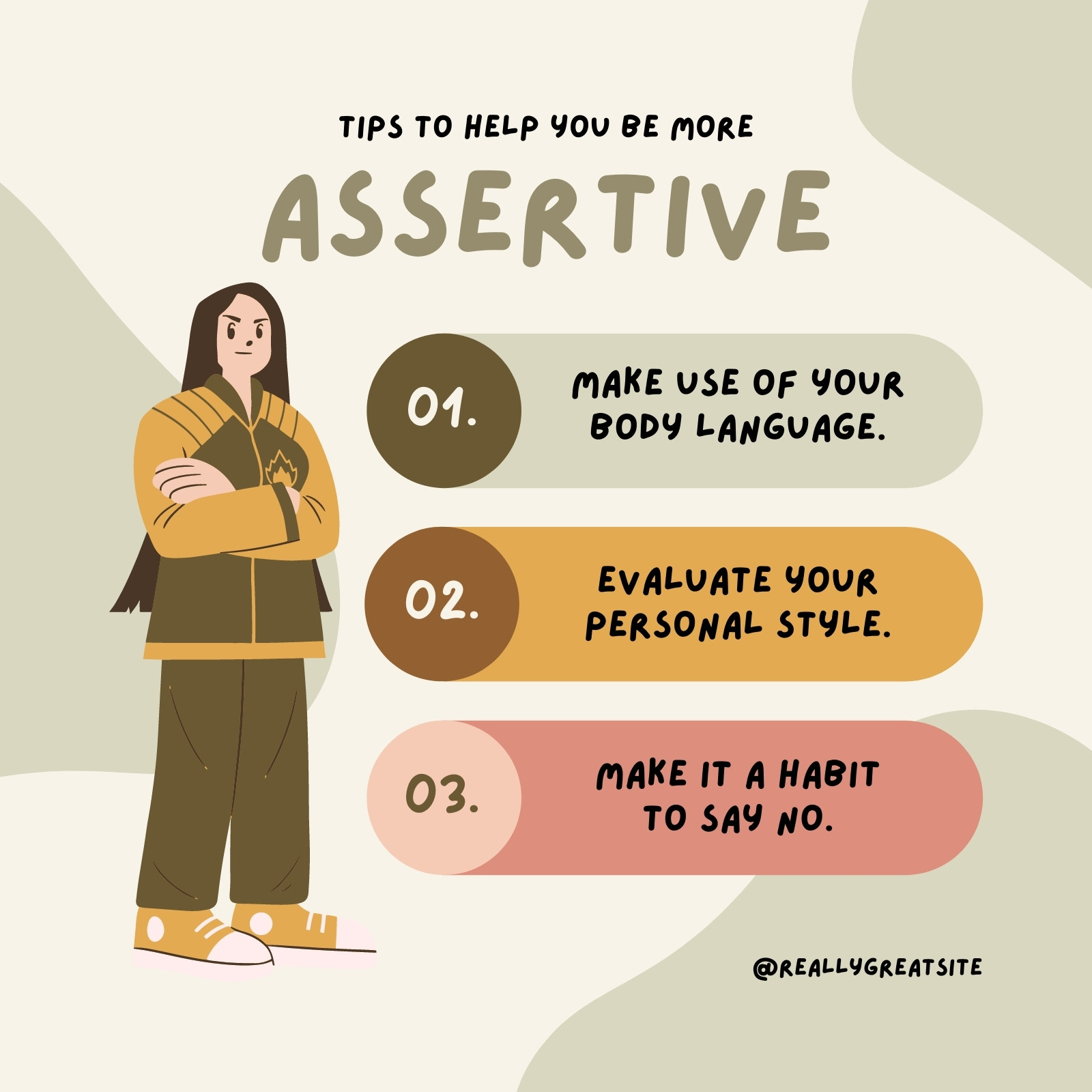 Green Colorful Tips To Help You Be More Assertive List - Instagram Post