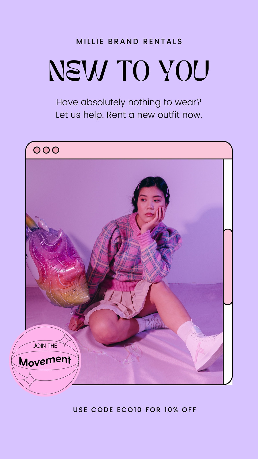 Pink and Purple Gen Z Adorkable Clothing Rentals Sustainable Fashion Instagram Story