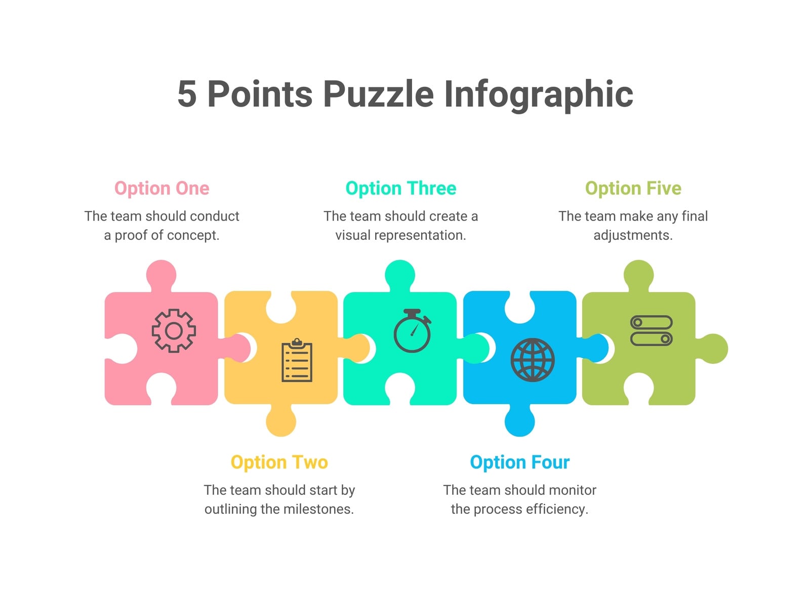 5 Points Process Puzzle Infographic Graph
