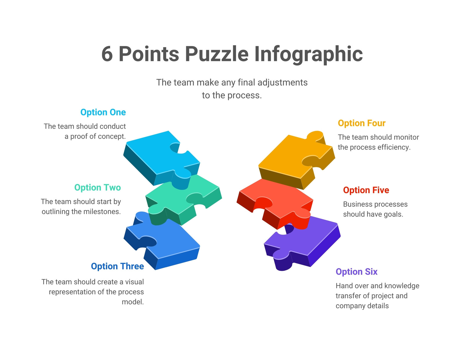 6 Points Puzzle Infographic Graph