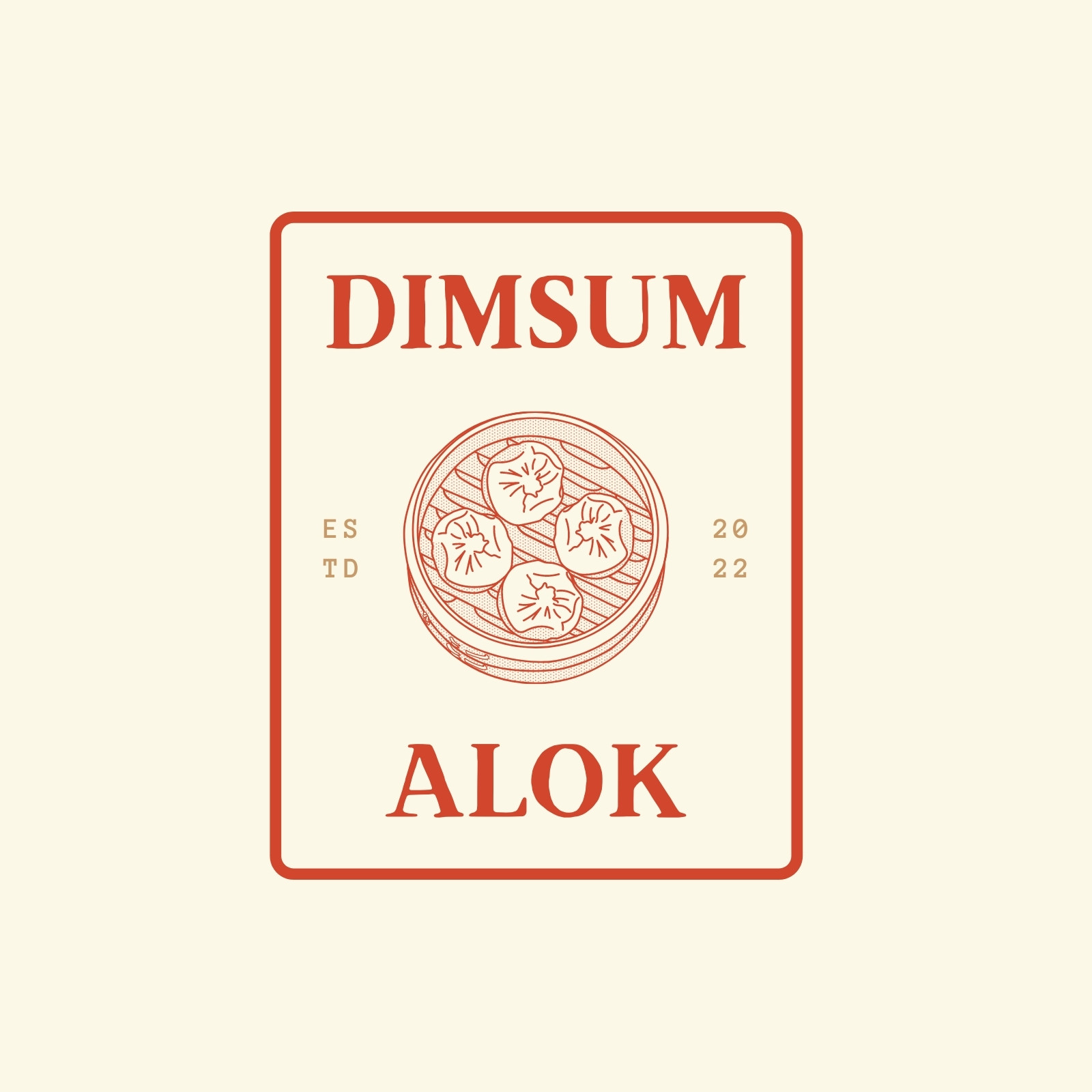 Logo Dimsum Vintage Oriental Tipografi Krem