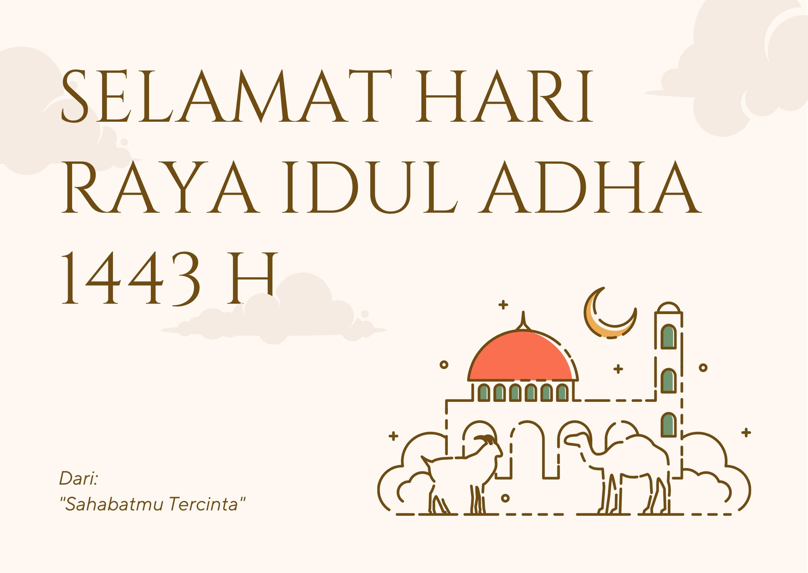 Kartu Ucapan Selamat Hari Raya Idul Adha Warna Krem Kartu Ucapan Selamat Hari Raya Idul Adha Warna Krem