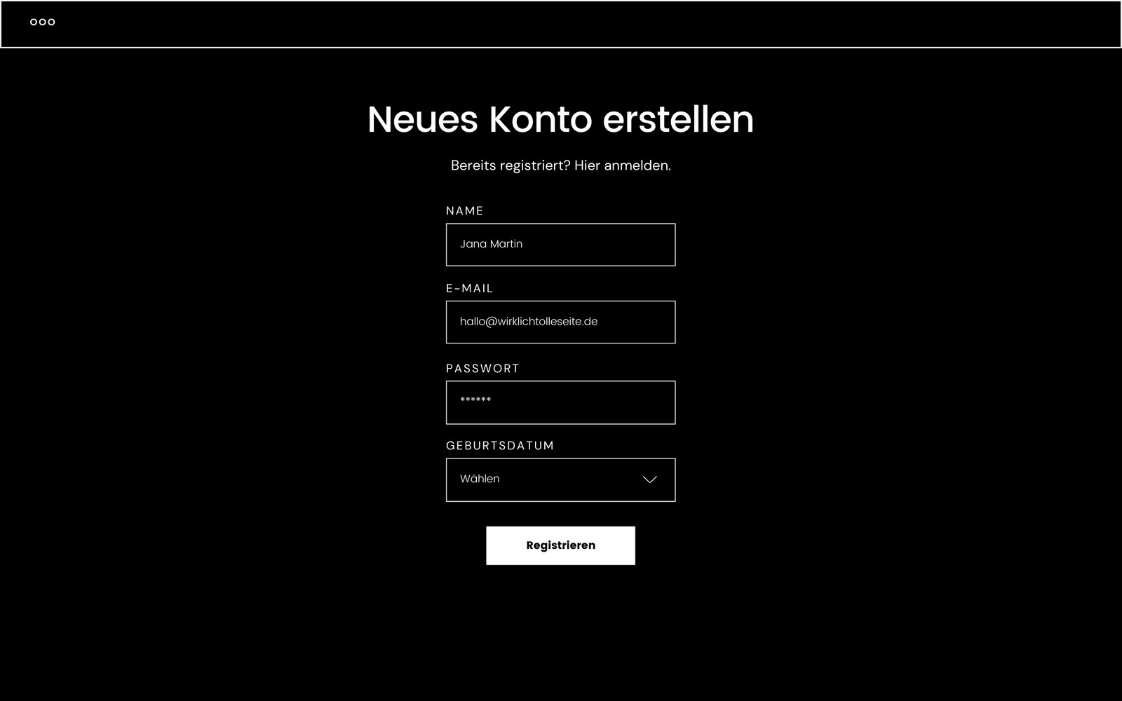 Einfach Liniert Schwarz Anmeldeseite Drahtgitter Website-UI Prototyp