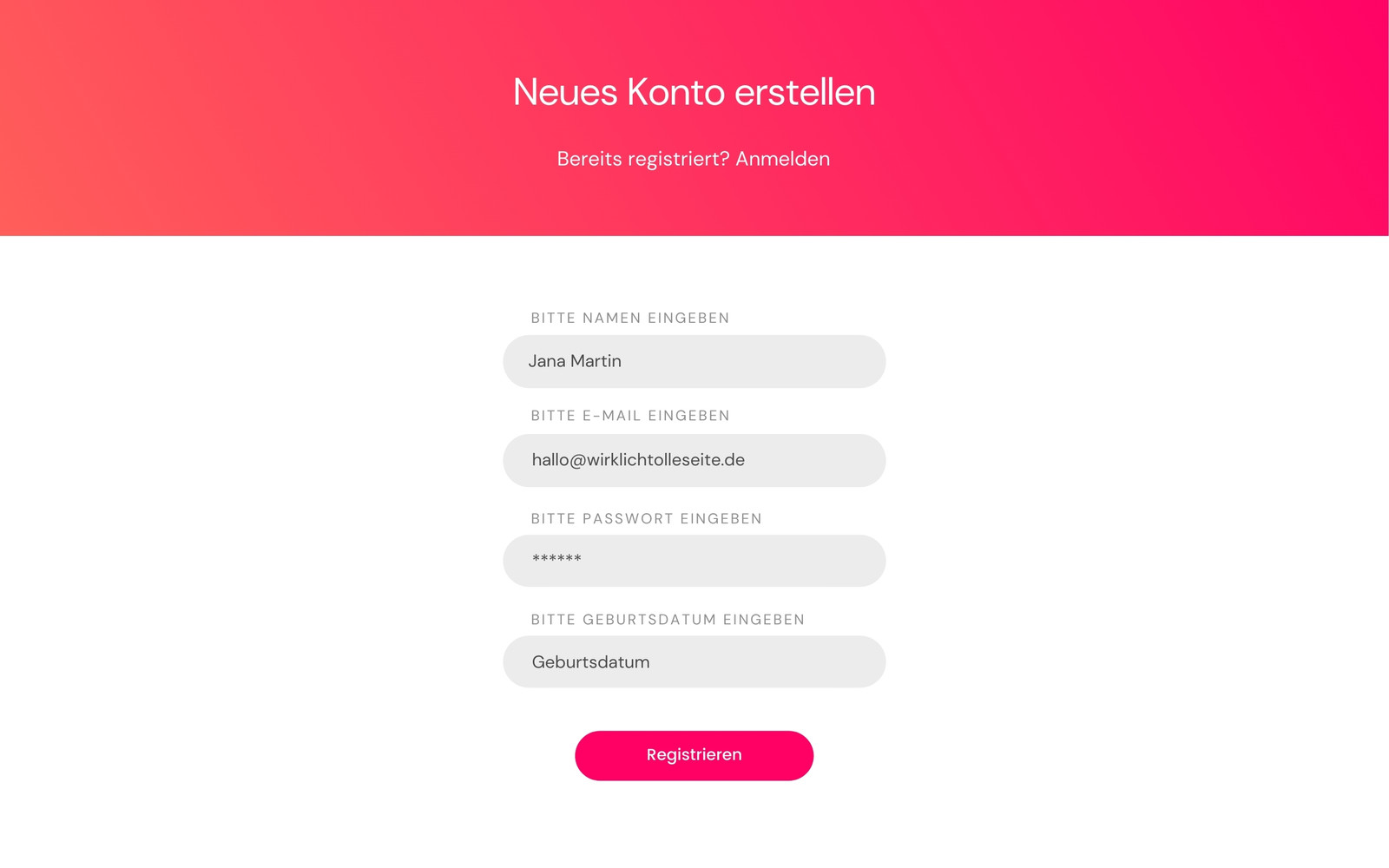 UI Anmeldeseite Einfach Website-UI Prototyp